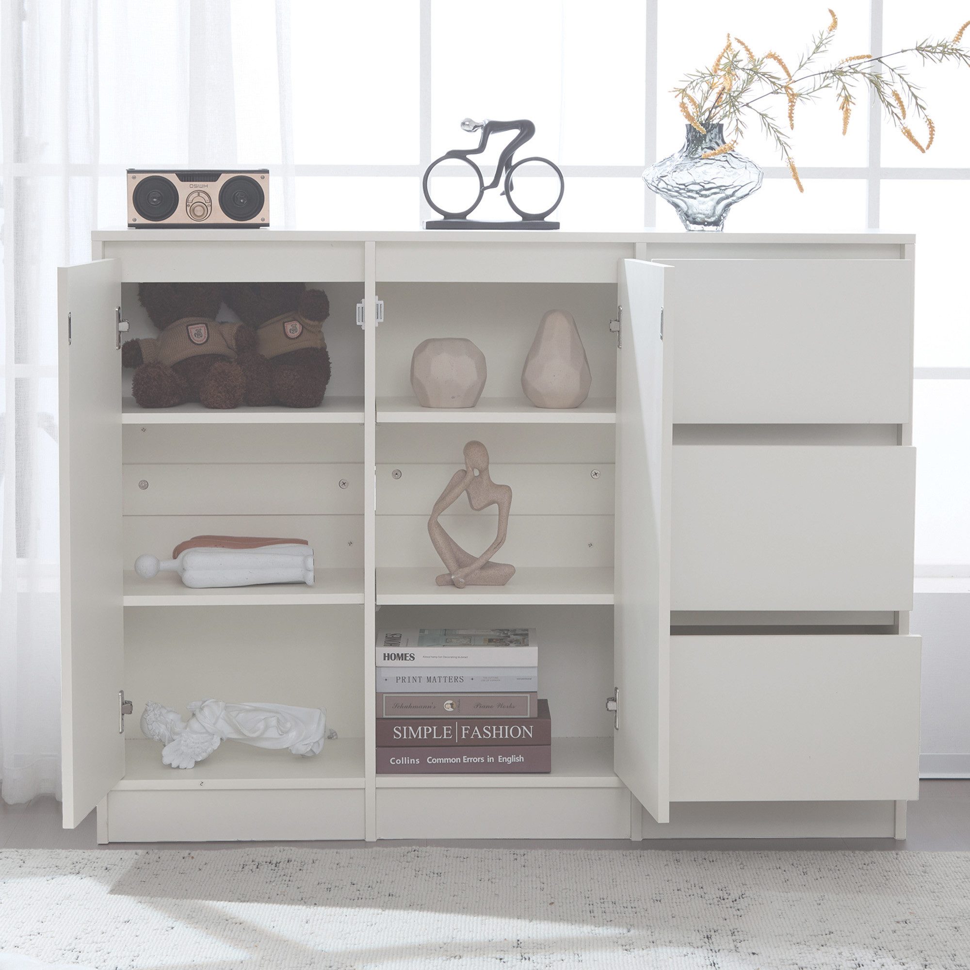 i@home Sideboard mit großem Stauraum,Weiß, Maße: 120*90*35 cm, mit zwei Tür günstig online kaufen