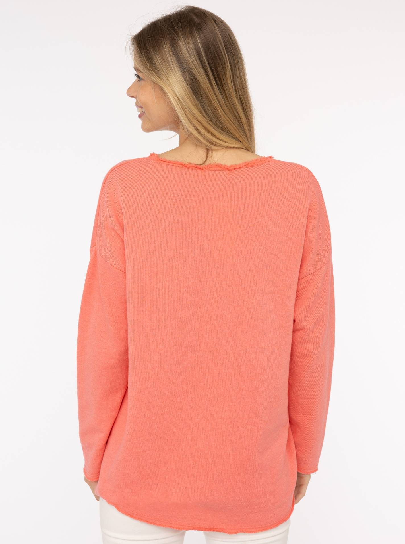 Zwillingsherz Sweatshirt "Positive Mind" ausgefranster V-Ausschnitt, Used L günstig online kaufen