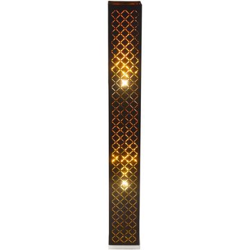 Globo Stehlampe Stehlampe Wohnzimmer Stehleuchte schwarz Blatt gold Textil Dekor