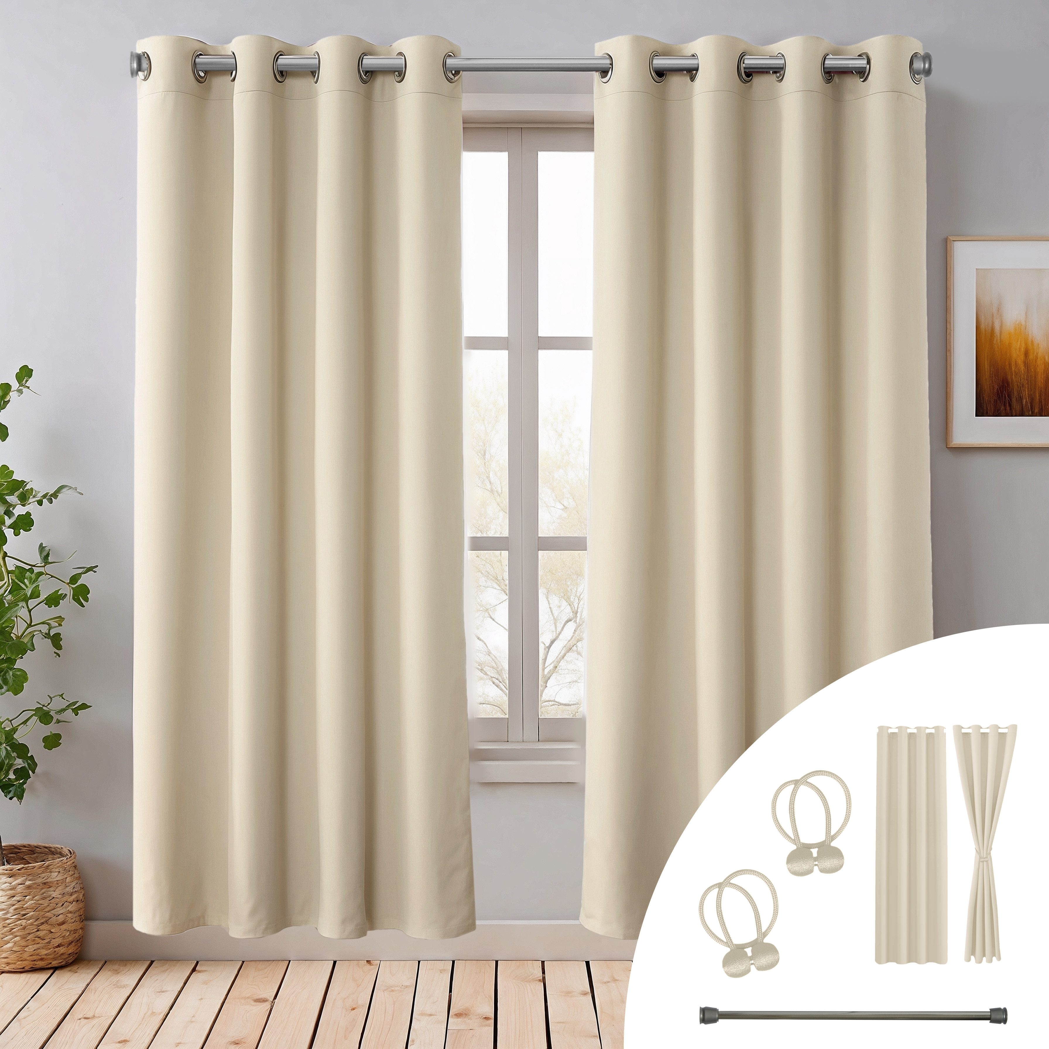 Cozyor Verdunkelungsvorhang 2er-Set inkl. 2 Magnethalter, thermoisolierend, Gardinen blickdicht (2 St), Ösen, verdunkelnd, Mikrofaser Polyester