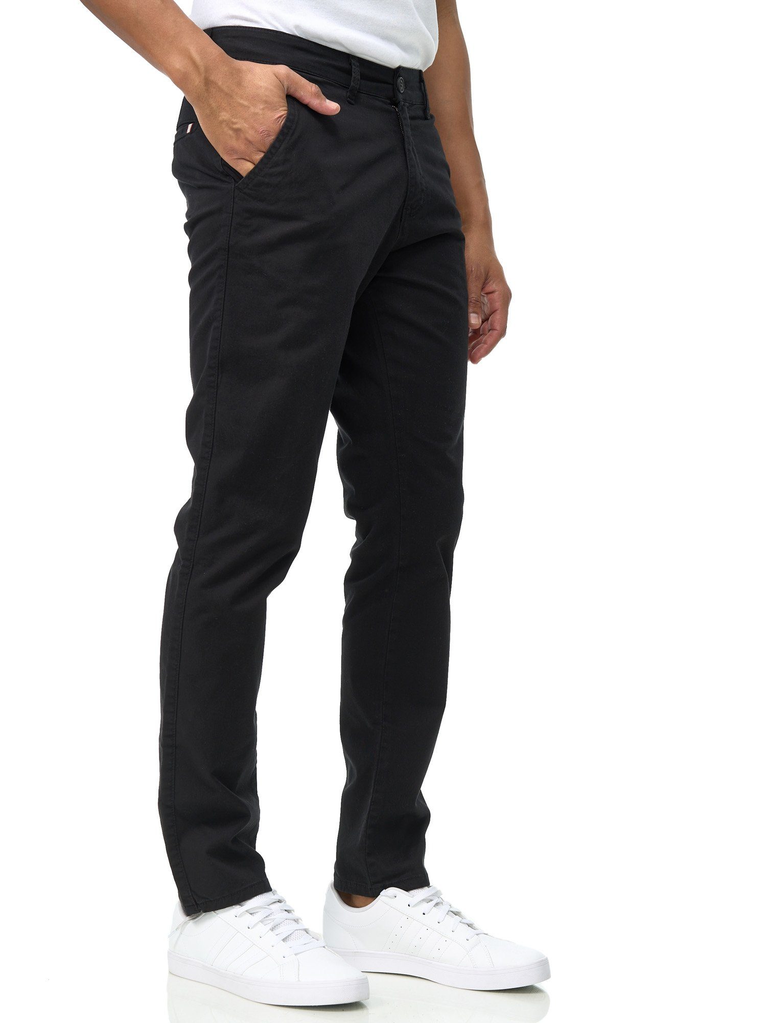 5-Pocket-Style, ORGANIC Slim Fit 308 COTTON, D'MARO Chinohose 1-BLACK Chinohose Herren Bio-Baumwolle