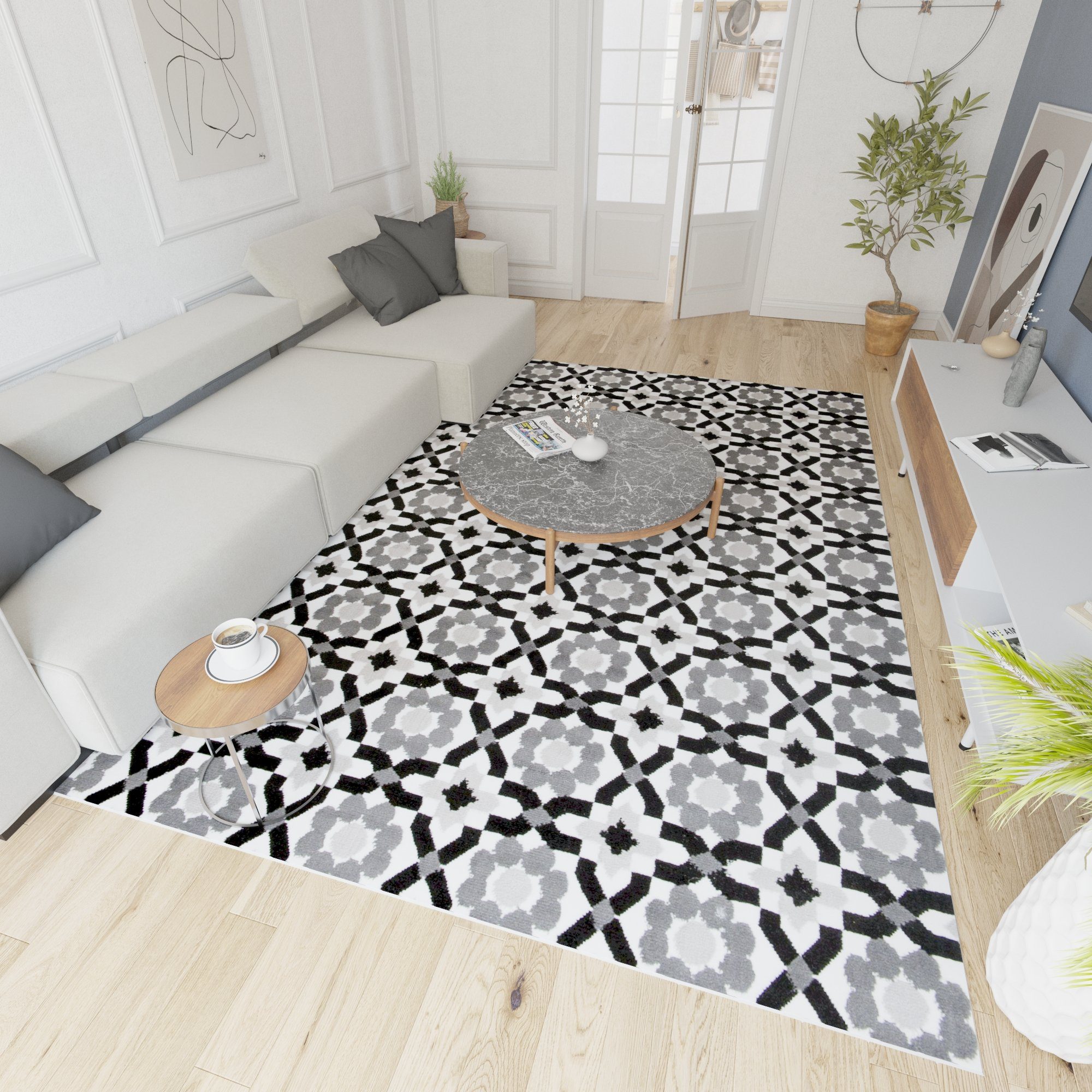 Mazovia Designteppich Modern Teppich Kurzflor Wohnzimmerteppich günstig online kaufen