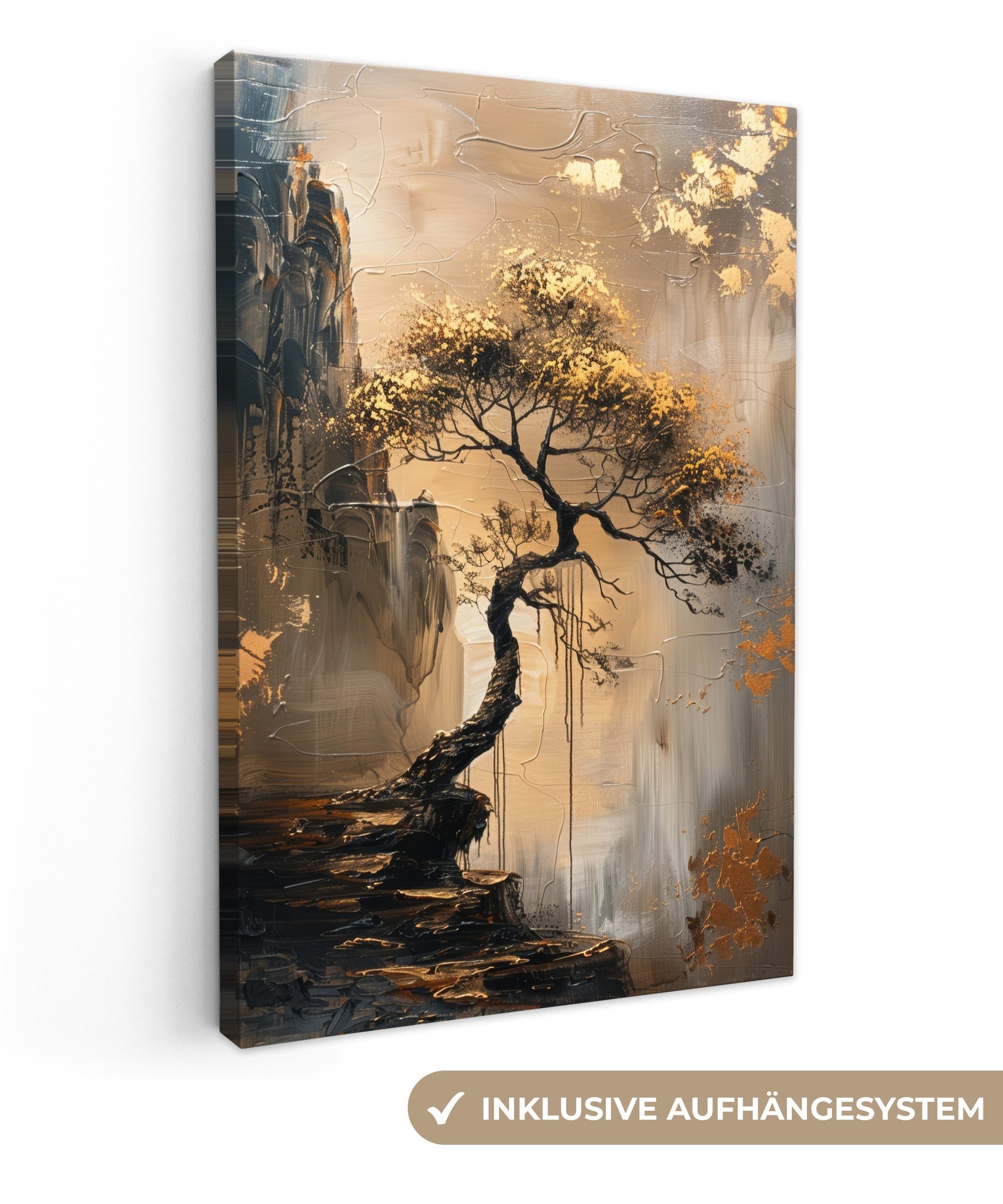 OneMillionCanvasses® Leinwandbild Baum - Gold - günstig online kaufen