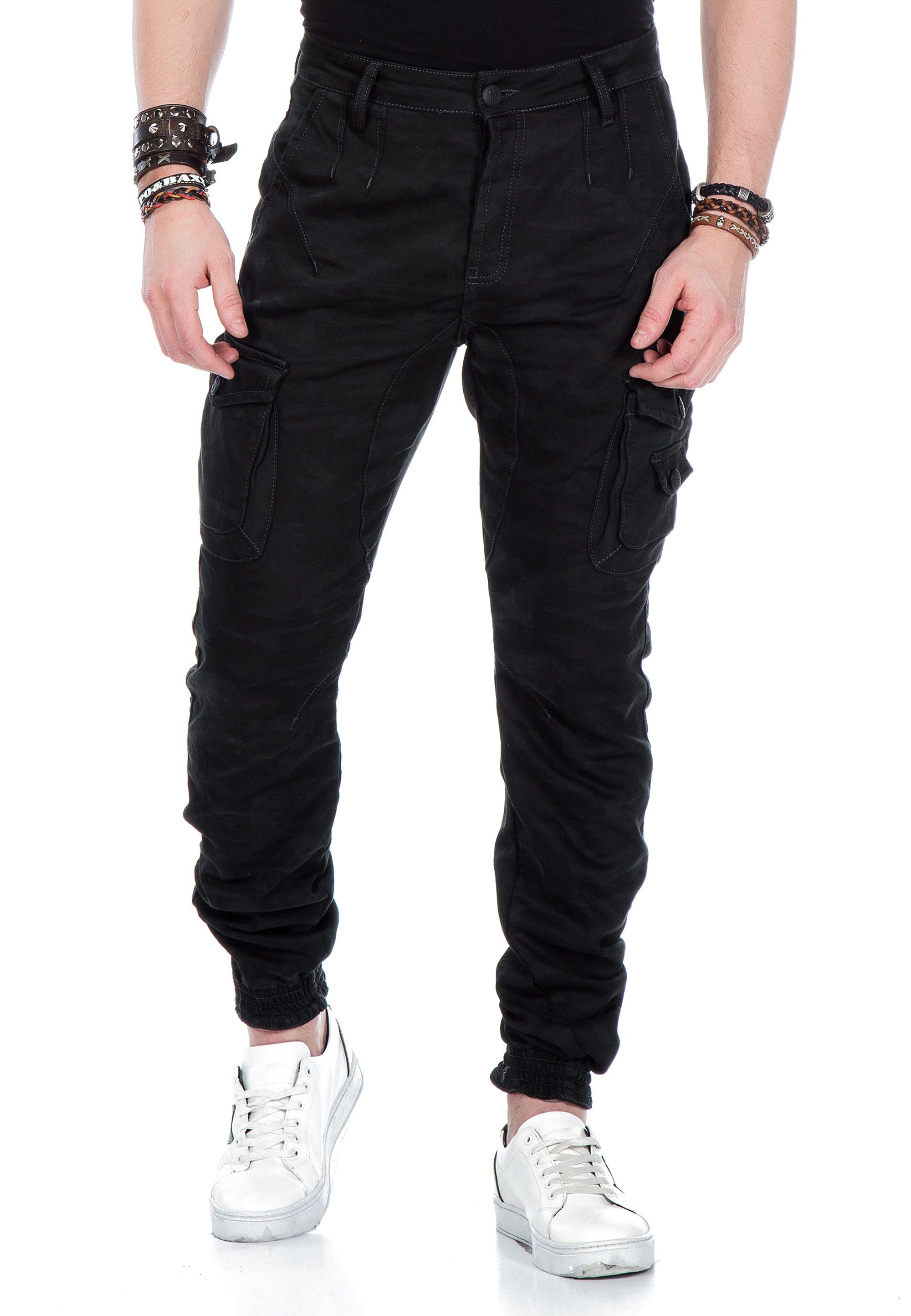 Bequeme Baxx mit Jeans khaki elastischem & Cipo Saum