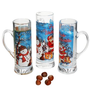 MamboCat Tasse 3x Frohe Weihnachten Glühwein-Gläser mit Henkel 200ml geeicht, Glas