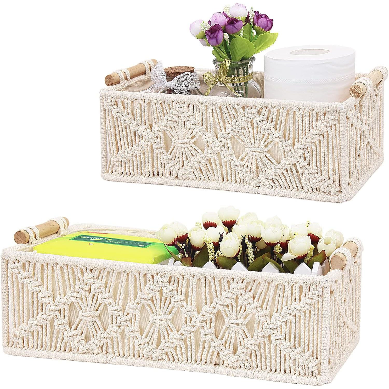 HEYHIPPO Aufbewahrungsbox 2er-Set Aufbewahrungskörbe Boho, handgeflochten m günstig online kaufen