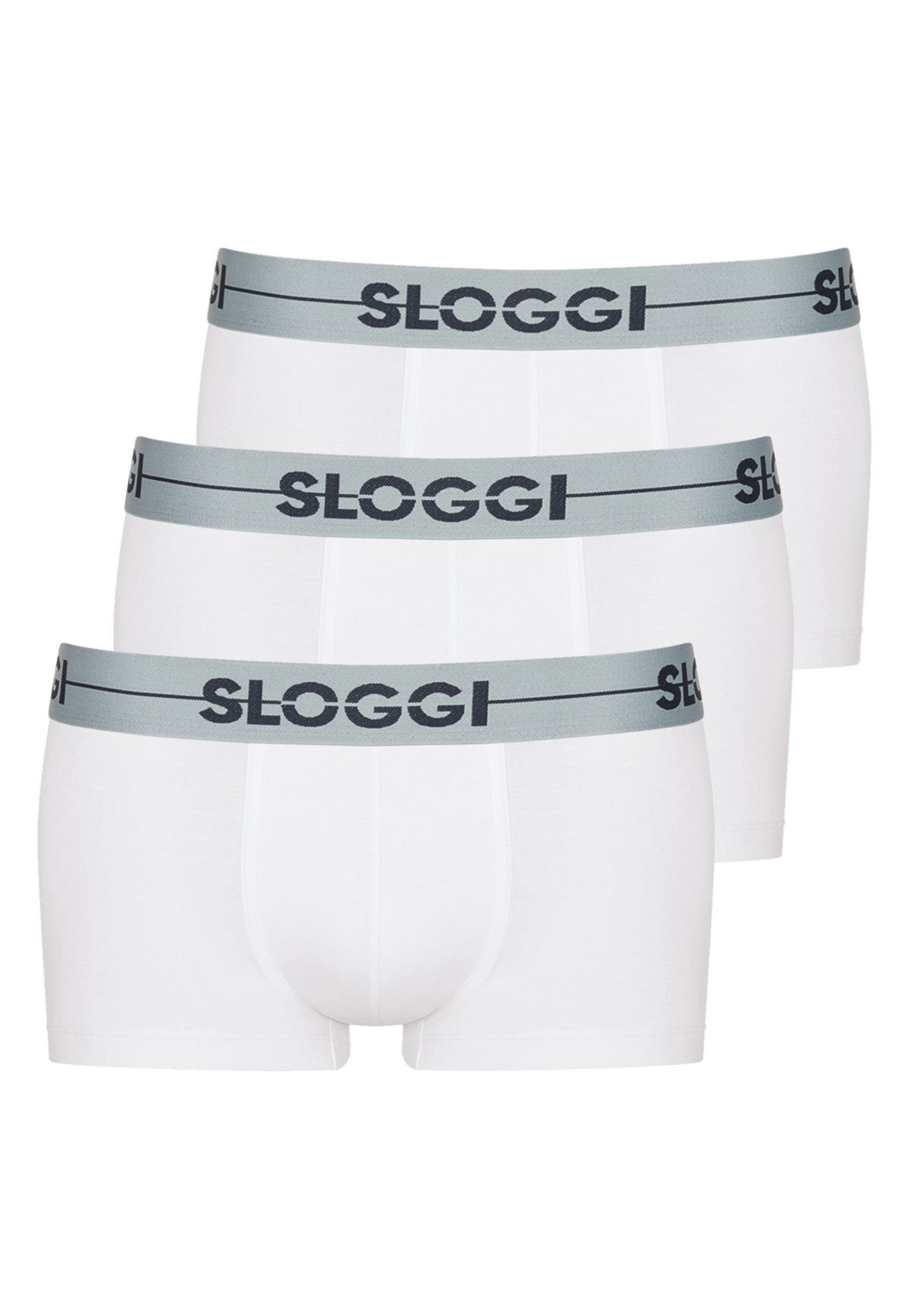 Sloggi Retro Boxer 3er Pack Go (Spar-Set, 3-St) Hipster - Baumwolle - Ohne Eingriff - Perfekter Sitz Weiß | Boxer anliegend