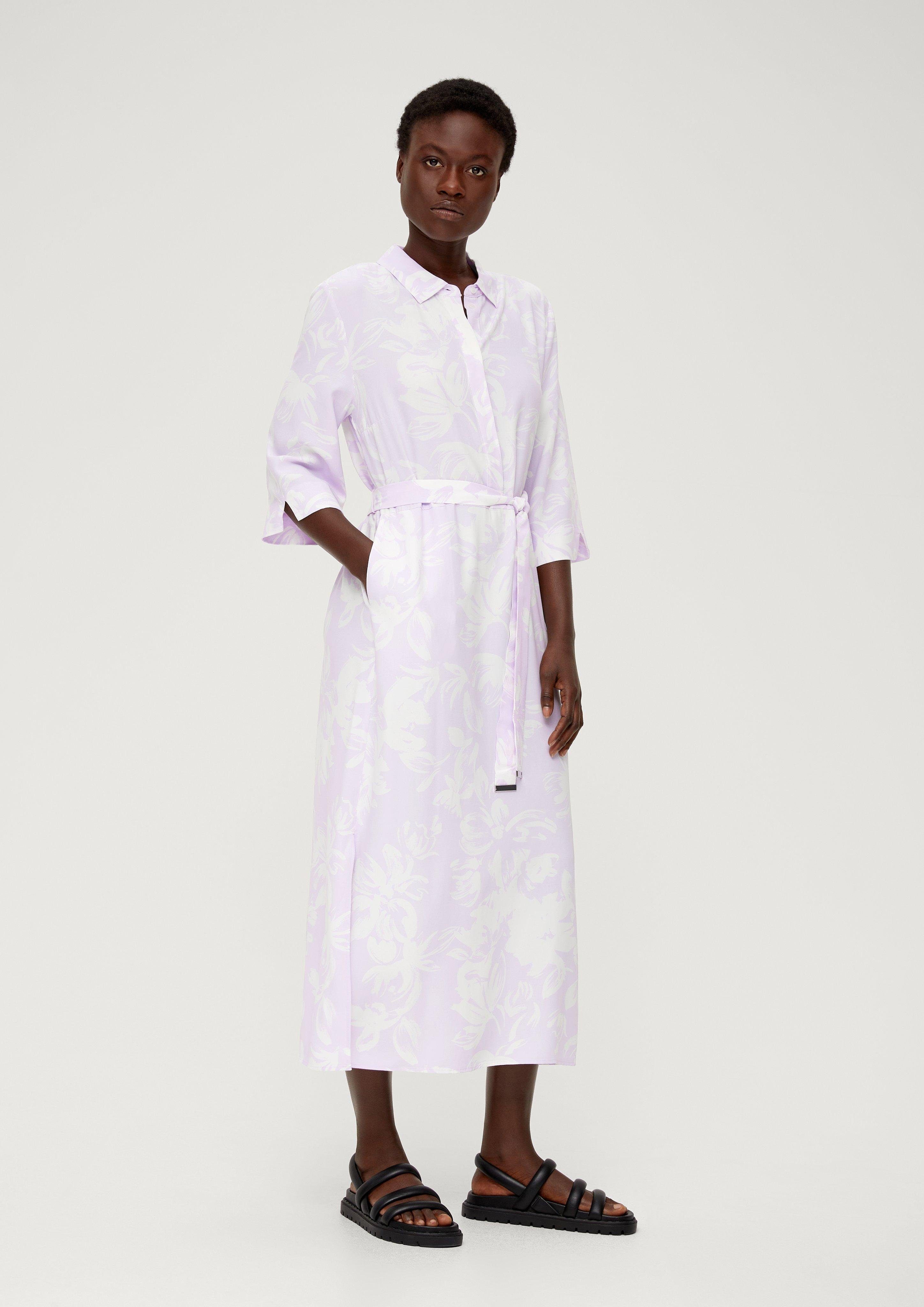 Kleid LABEL Allover-Print mit s.Oliver Minikleid BLACK