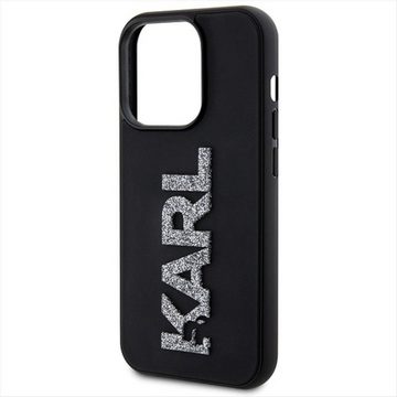 KARL LAGERFELD Smartphone-Hülle Karl Lagerfeld Apple iPhone 15 Pro Hülle 3D Rubber Glitter Logo Black