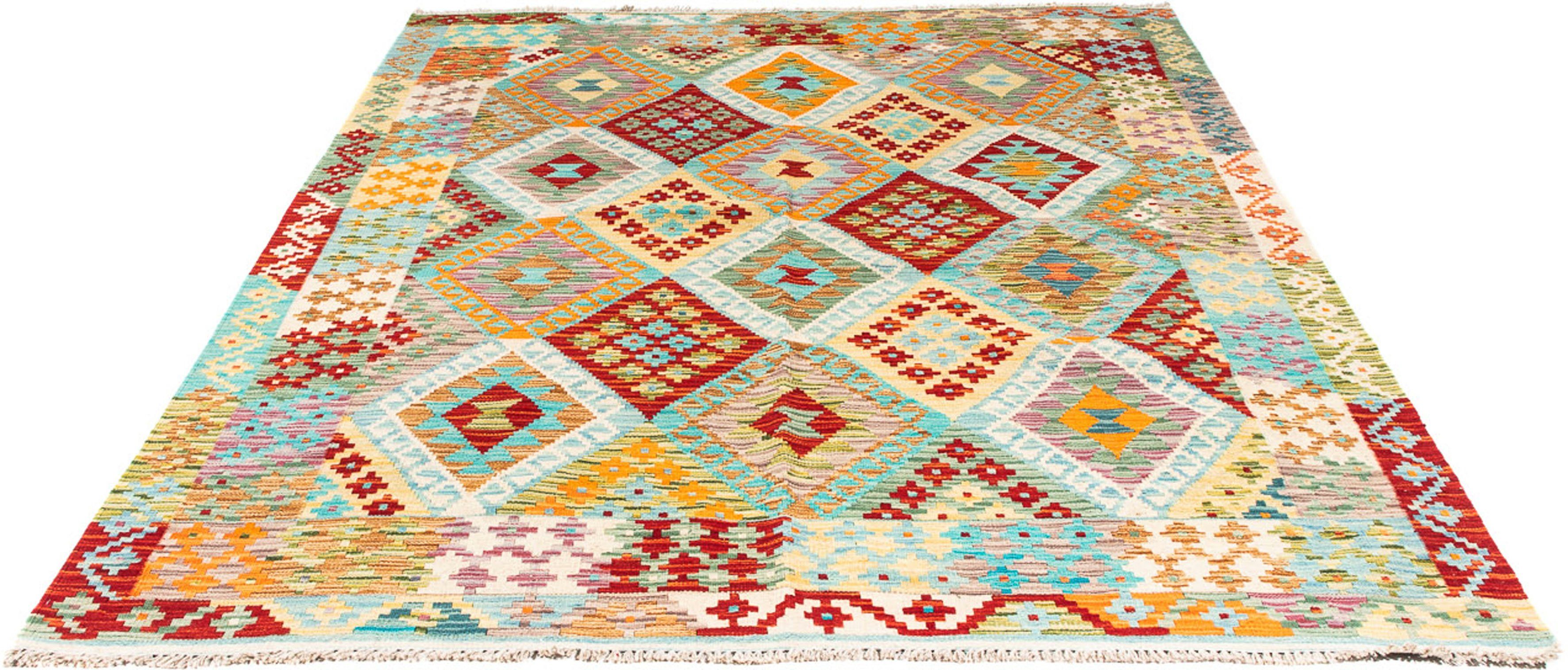 Wollteppich Kelim - Splash - 234 x 172 cm - mehrfarbig, morgenland, rechteckig, Höhe: 4 mm, Wohnzimmer, Einzelstück