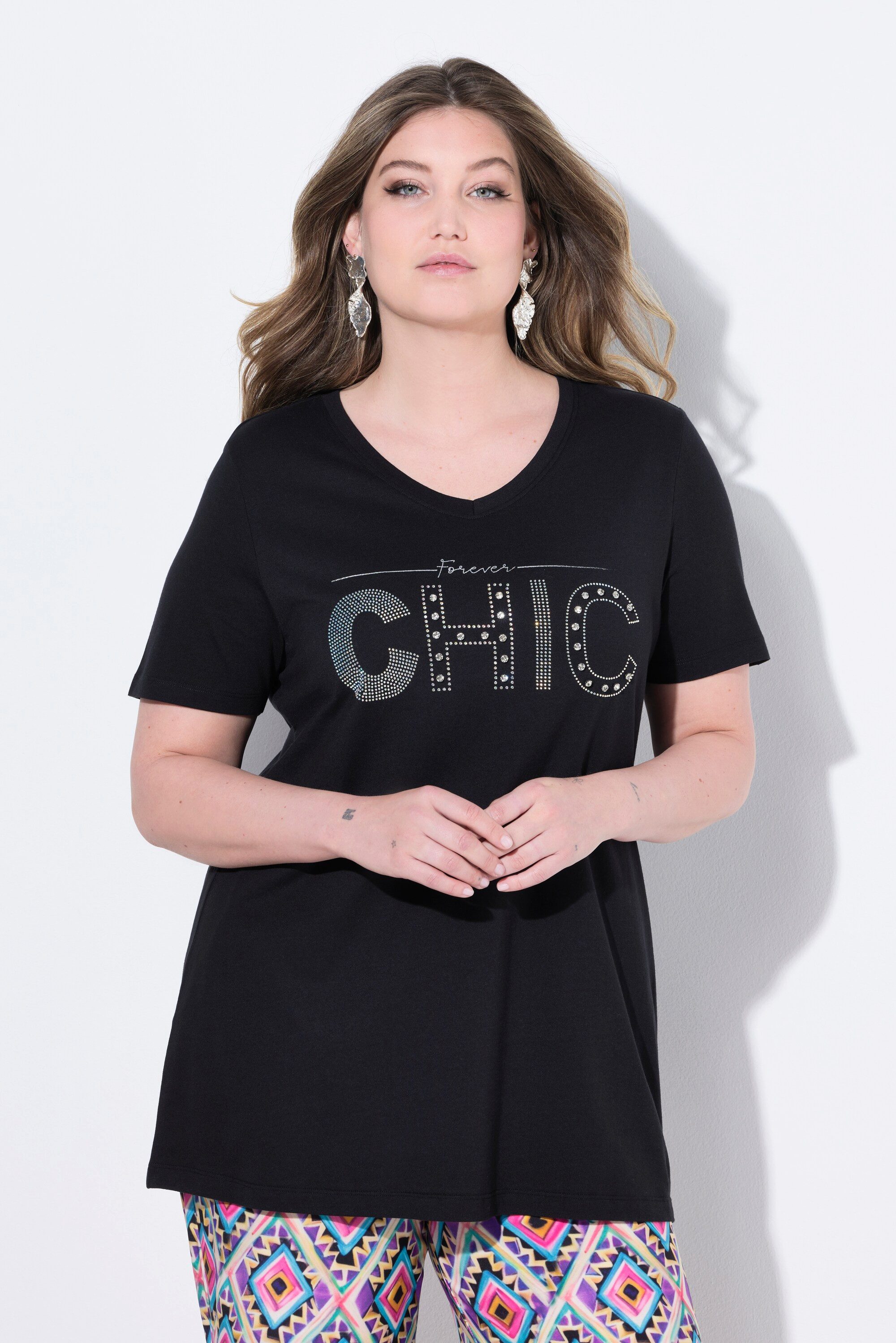 MIAMODA T-Shirt T-Shirt Komfort Fit Glitzer-Schriftzug günstig online kaufen