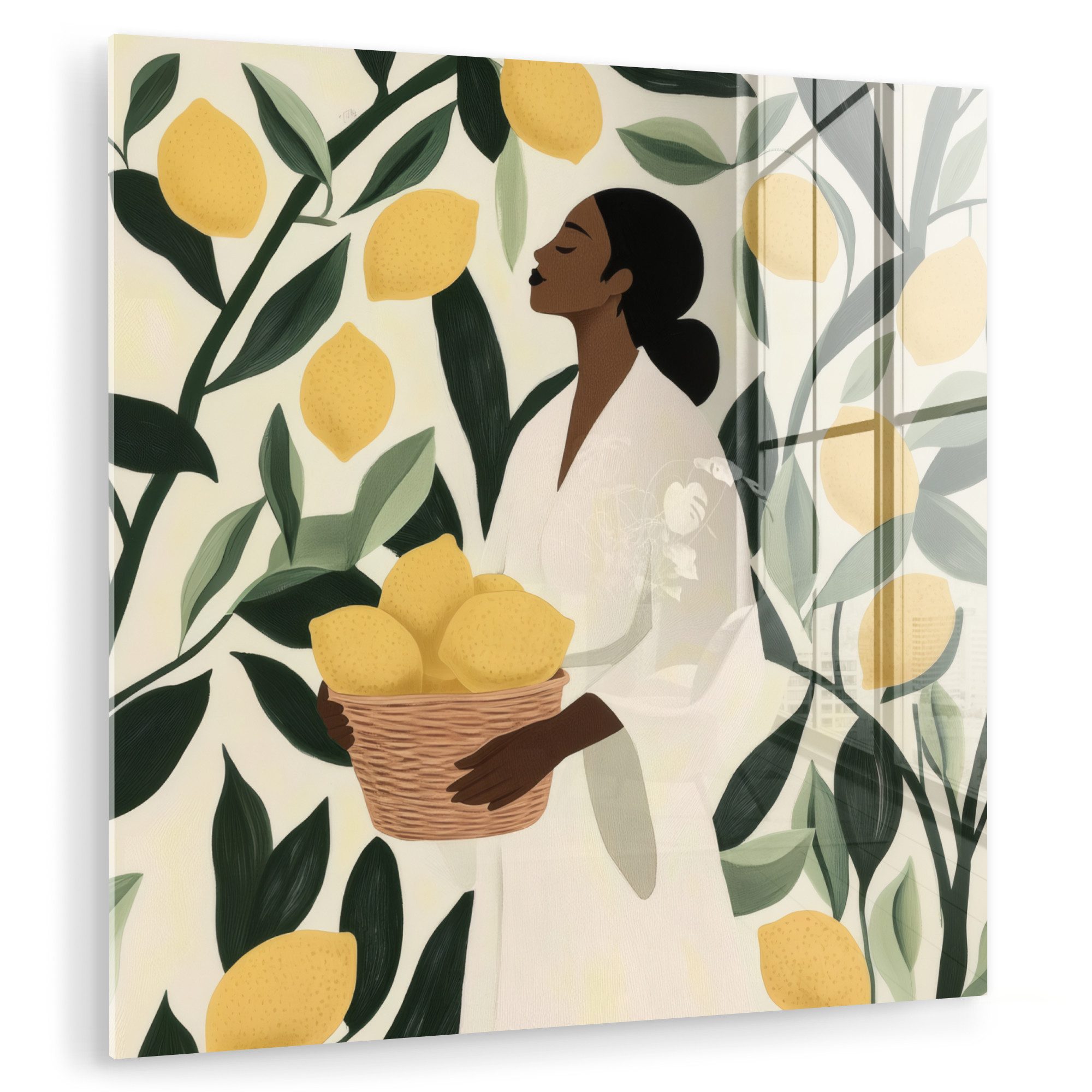 MuchoWow Acrylglasbild Frau - Korb - günstig online kaufen