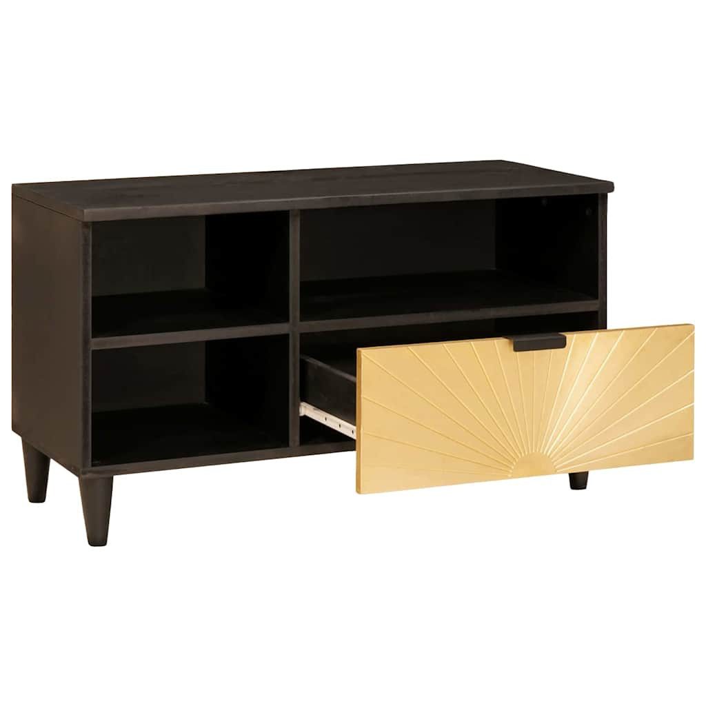 vidaXL TV-Schrank TV-Schränk Schwarz und Gold 80 x 33 x 46 cm Holzwerkstoff (1-St)