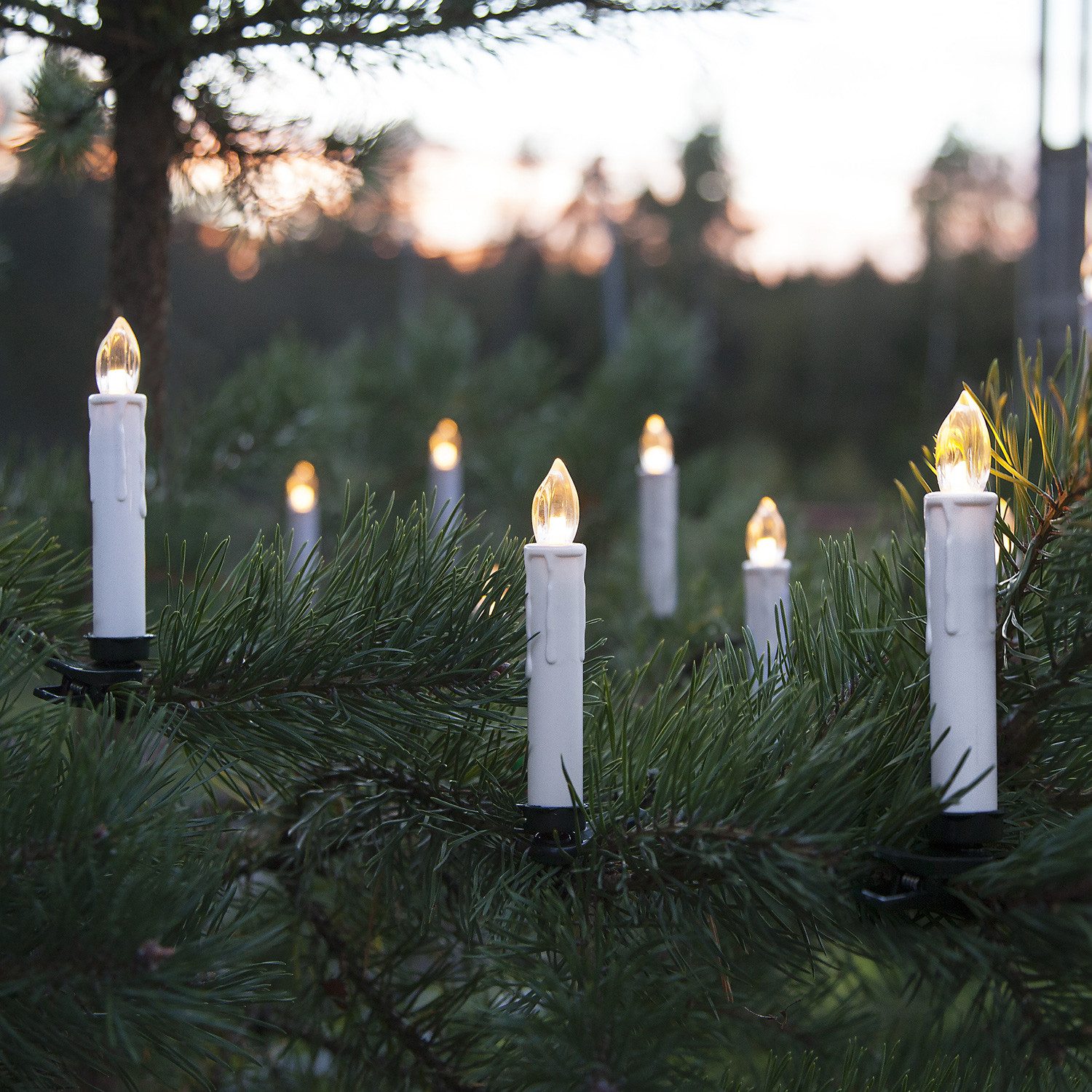 STAR TRADING LED-Christbaumkerzen LED Baumkerzen 10 mit Clip Baumbeleuchtung kabellos Fernb. Timer außen, 10-flammig