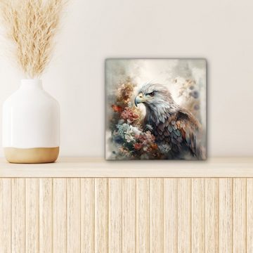 OneMillionCanvasses® Leinwandbild Adler - Adler - Vogel - Blumen - Natur, (1 St), Leinwand Bilder für Wohnzimmer Schlafzimmer, 20x20 cm