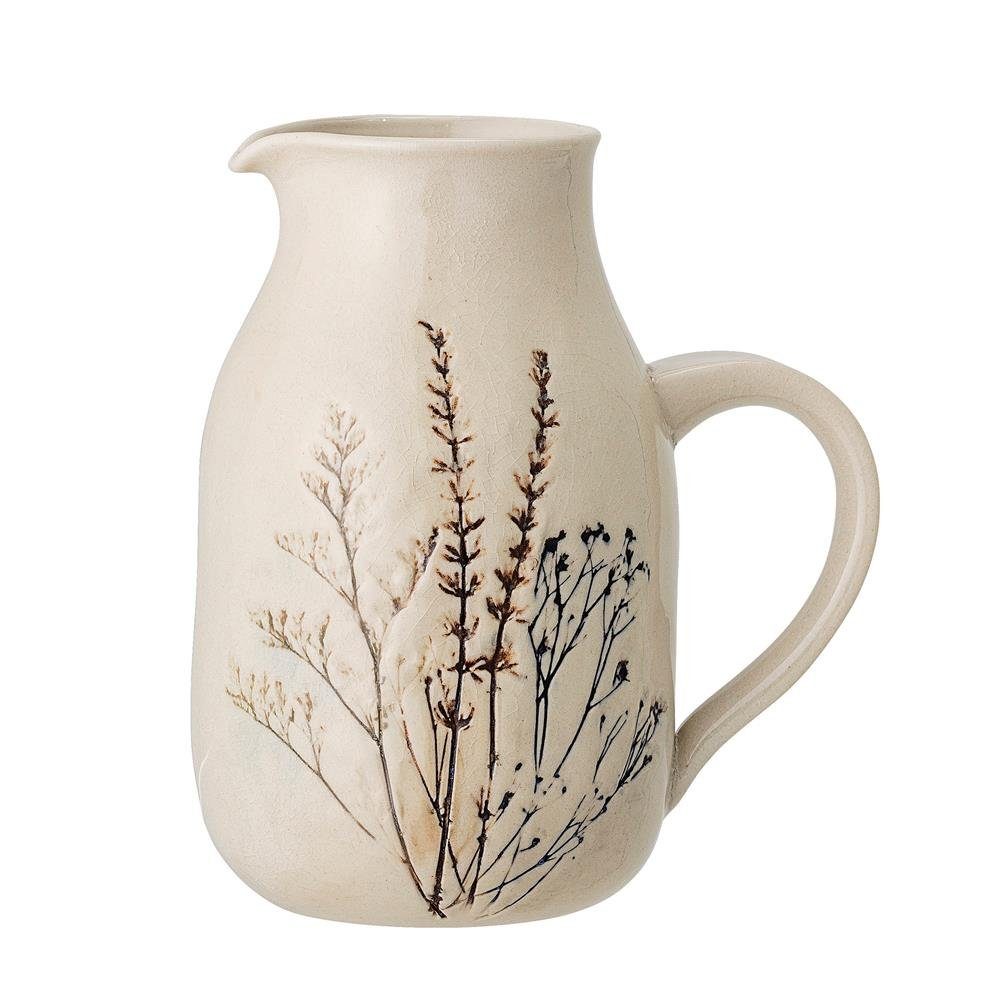 Bloomingville Wasserkrug Bea Jug, 1,5L, Steingut, Wasserkanne, Milchkrug, Saftkrug, dänisches Design, natur/beige | Krüge