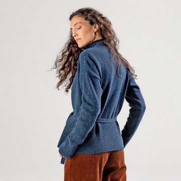 LIVING CRAFTS Strickjacke PACITA Offenes Design ohne Knöpfe, mit fein gestricktem Gürtel und Gürt...