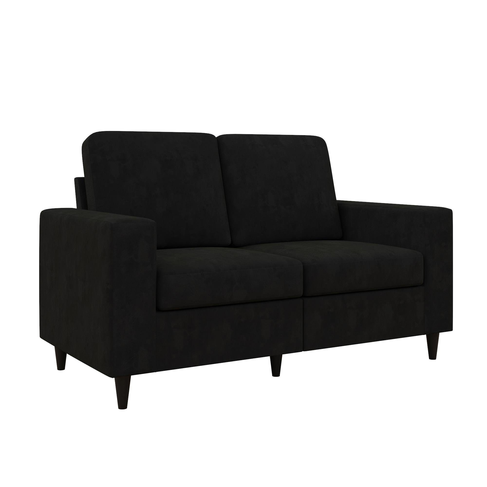 loft24 Sofa Cooper, 2-Sitzer Sofa, Bezug in Samtoptik, Holzbeine, Länge 152 cm schwarz