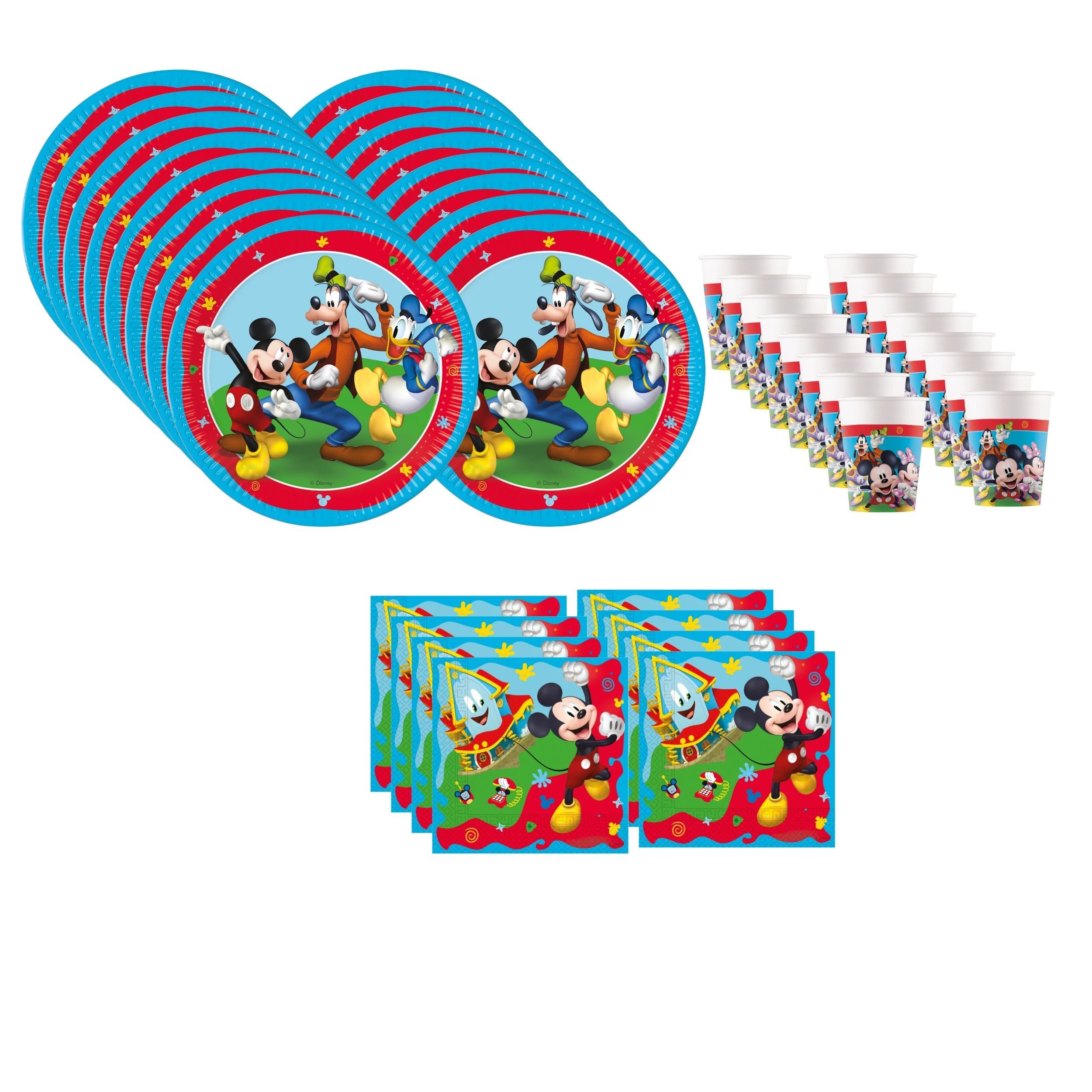 Procos Einweggeschirr-Set Mickey Mouse Partygeschirr Set 52-tlg Kindergeburtstag Maus Teller, 16 Personen