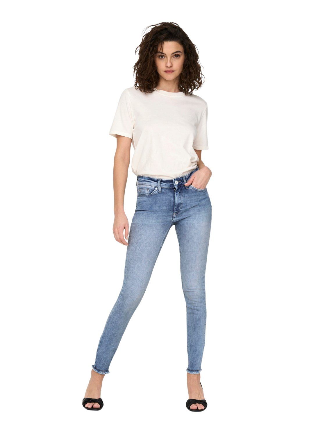ONLBLUSH Skinny-fit-Jeans RAW ONLY MID SK Stretch REA694 mit DNM ANK