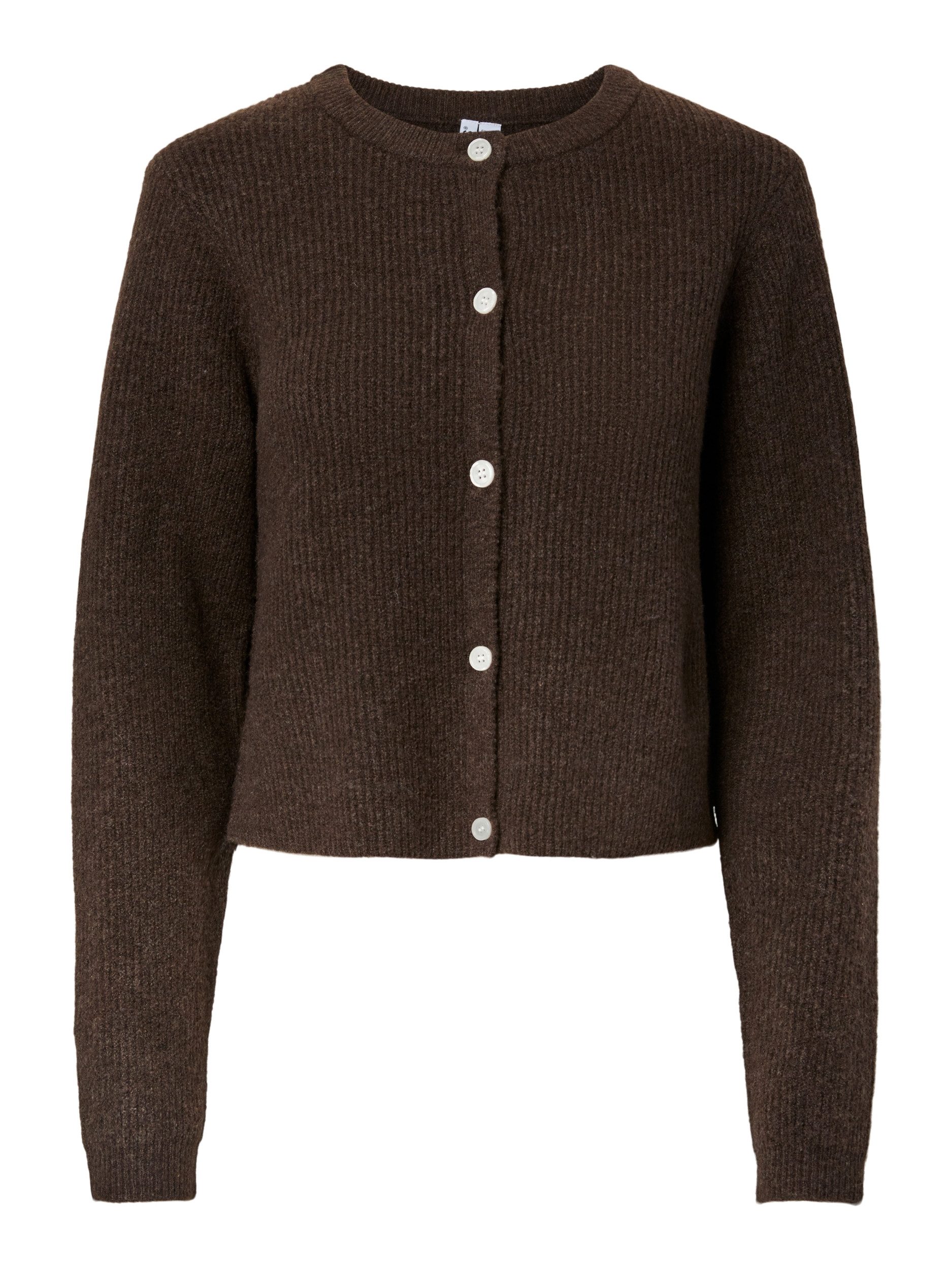 pieces Strickpullover PCSILLY LS O-NECK KNIT CARDIGAN NOO, Hot Fudge/MELANGE