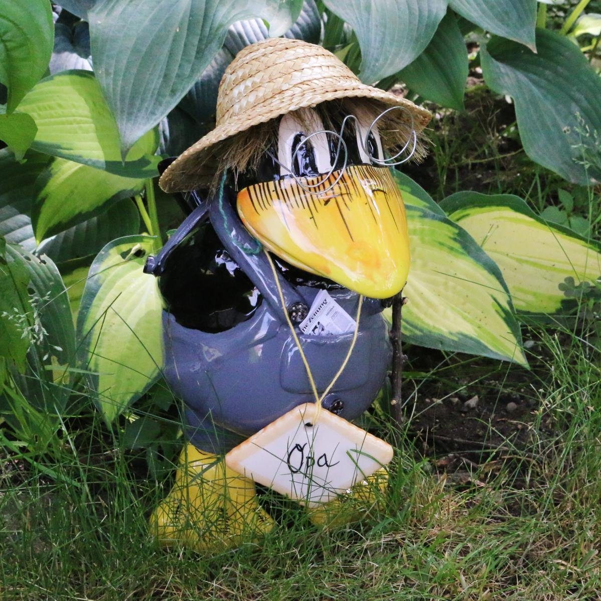 Tangoo Gartenfigur in der Keramik-Rabe Hose, (Stück) Opa grauen Tangoo