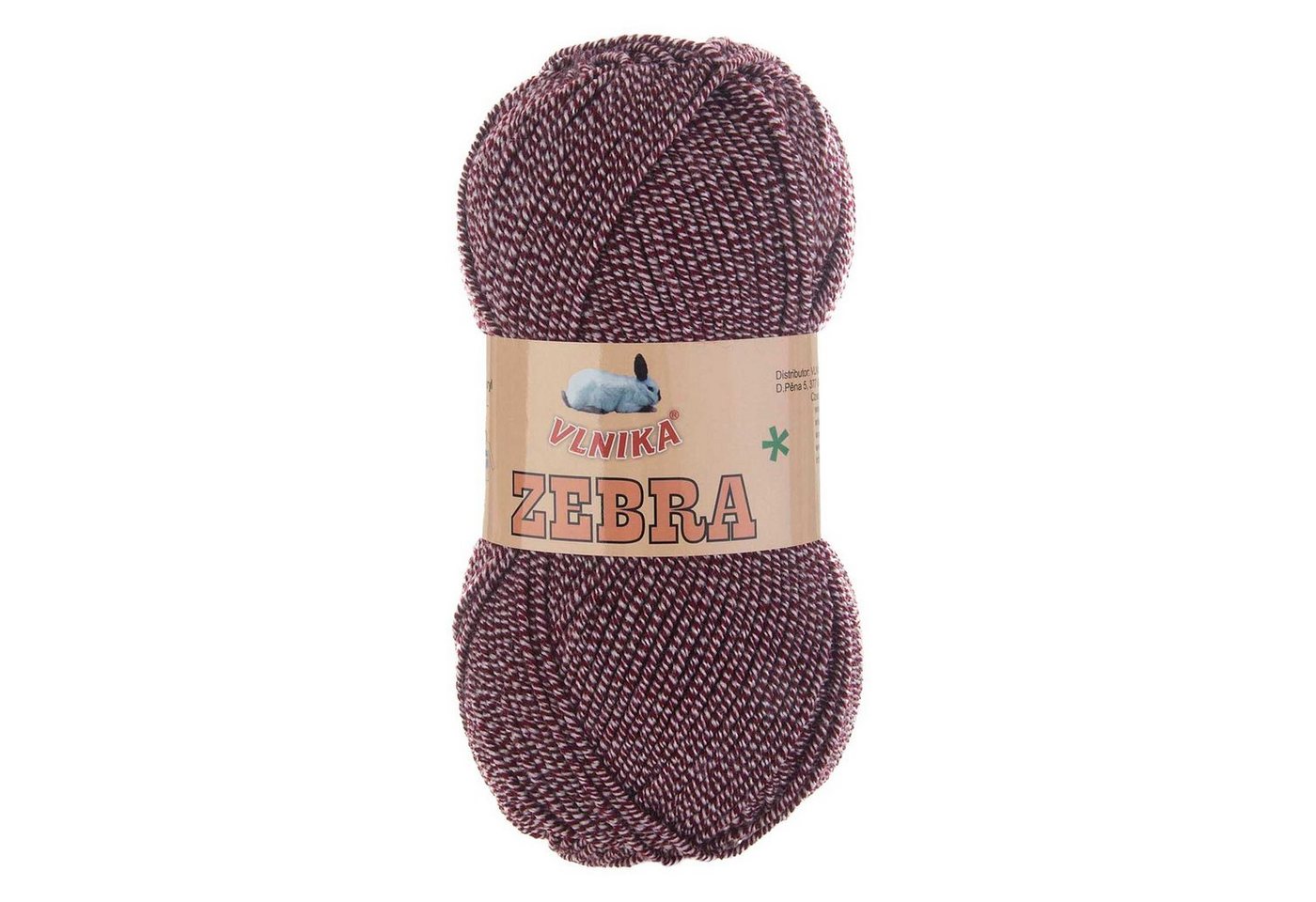 Thumbnail - VLNIKA 5 x 100g Strickgarn Vlnika Zebra zweifarbig Häkelwolle, 195 m, 424 bordeaux weiß