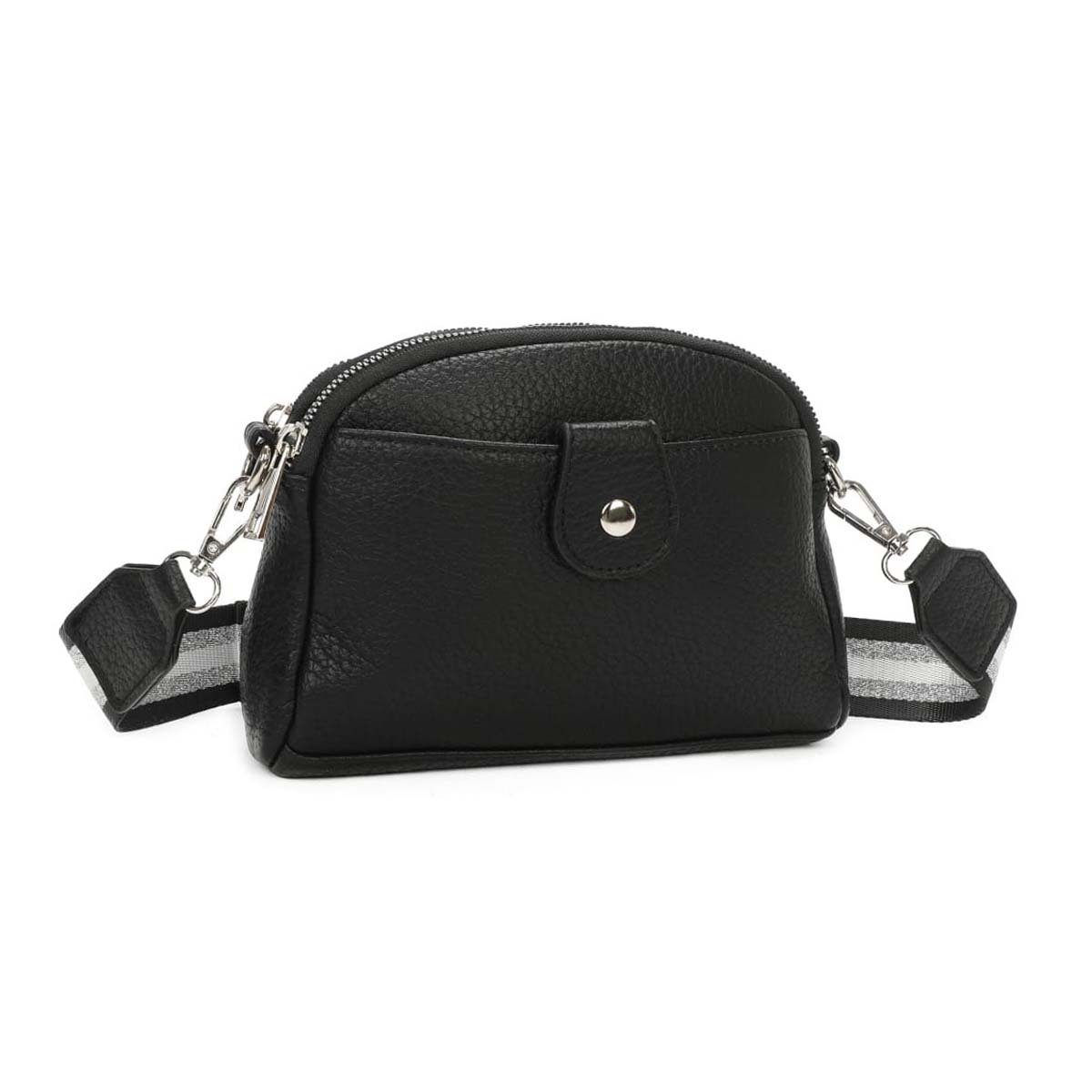 ITALYSHOP24 Schultertasche Damen kleine Umhängetasche Crossover Geldbörse CrossBody Handytasche (Spar-Set aus einer Tasche mit einem breitem Muster Stoffgurt/Umhängeband), Brusttasche, Bodybag, Hüfttasche, Muster Taschengurt, leicht Gewicht