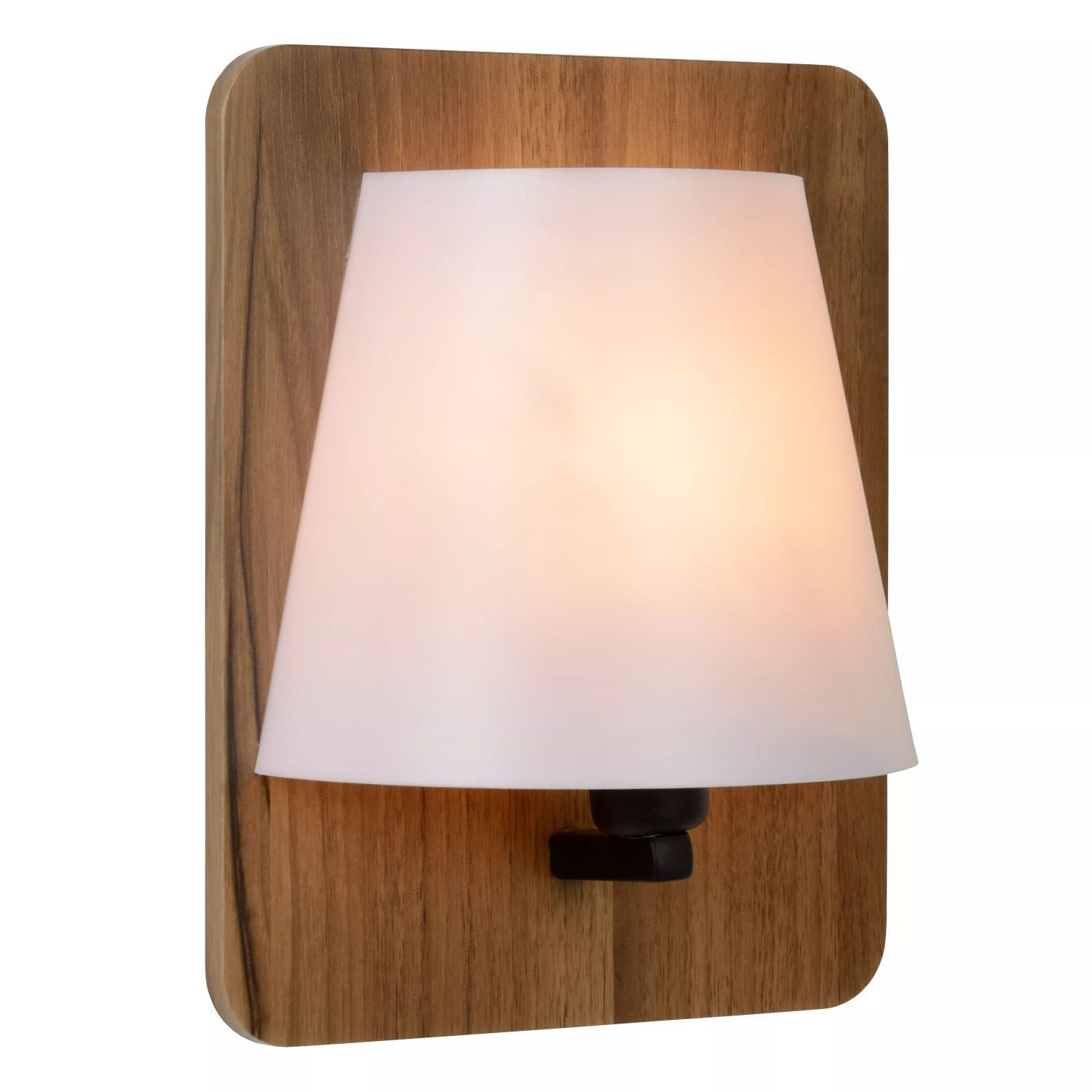 Licht-Erlebnisse Wandleuchte NAVEO, ohne Leuchtmittel, Holz E14 H: 25 cm Natur Opalweiß eckig Skandinavisch Wandleuchte