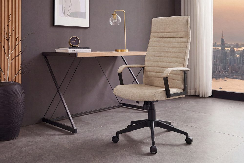 riess-ambiente Bürostuhl LAZIO beige/schwarz - Samt, Metall, drehbar, höhenverstellbar, Gaming (Einzelartikel, 1 St), Moderner Gamingstuhl auf Rollen - ideal für Schlaf- und Arbeitszimmer