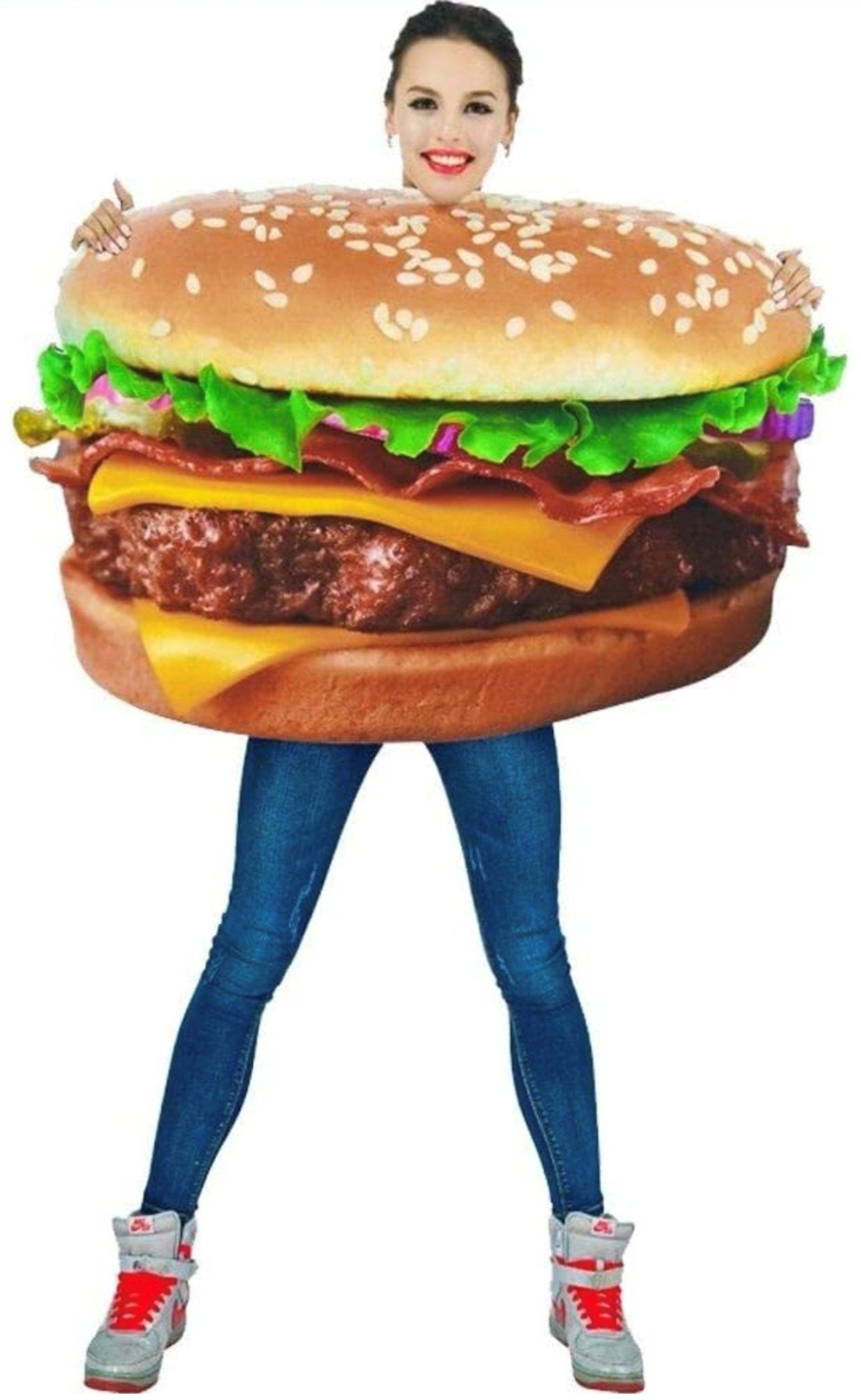 PartyFlamingo Lebensmittel-Kostüm Hamburger Burger Kostüm für Erwachsene Einheitsgröße Spaßkostüm