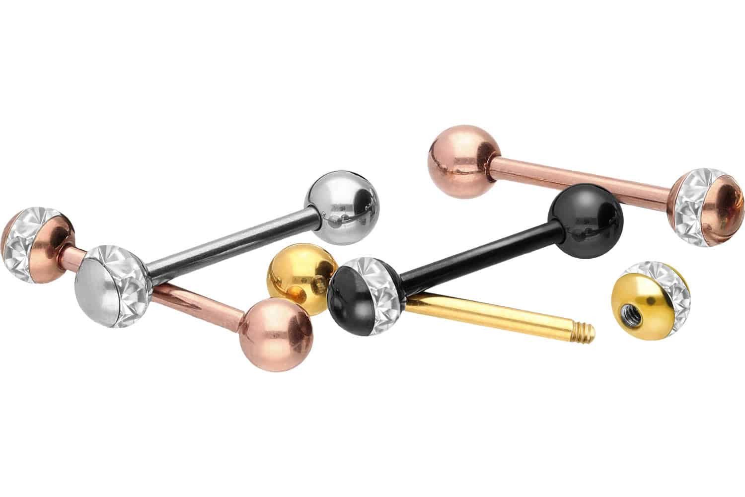 PIERCINGLINE Brustwarzenpiercing Chirurgenstahl Barbell EPOXY-RING- + CHIRURGENSTAHL-KUGEL (Barbells, 1-tlg)
