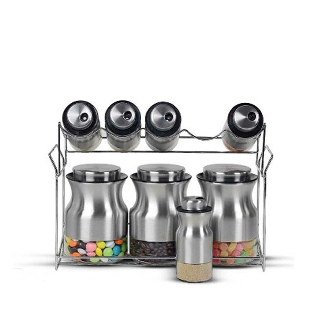 Schäfer Elektronik Gewürzbehälter 9-teiliges Gewürzregal mit Ständer - 2-stöckig, (9-tlg)