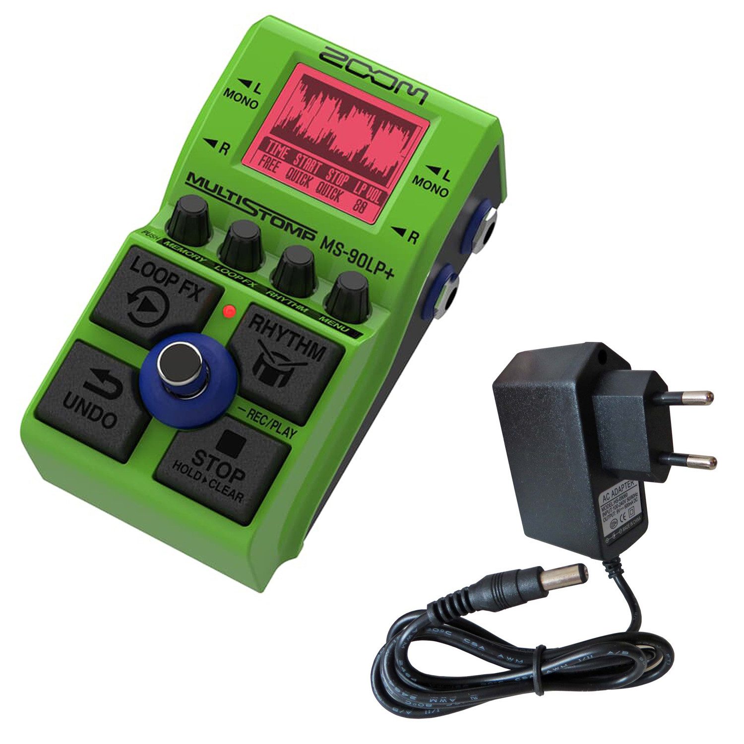 Zoom Audio E-Gitarre Zoom Effektgerät MS-90 LP+ Looper Pedal mit Netzteil, Digital, 1-St., Effektpedal, Vorteils-Set mit Netzteil