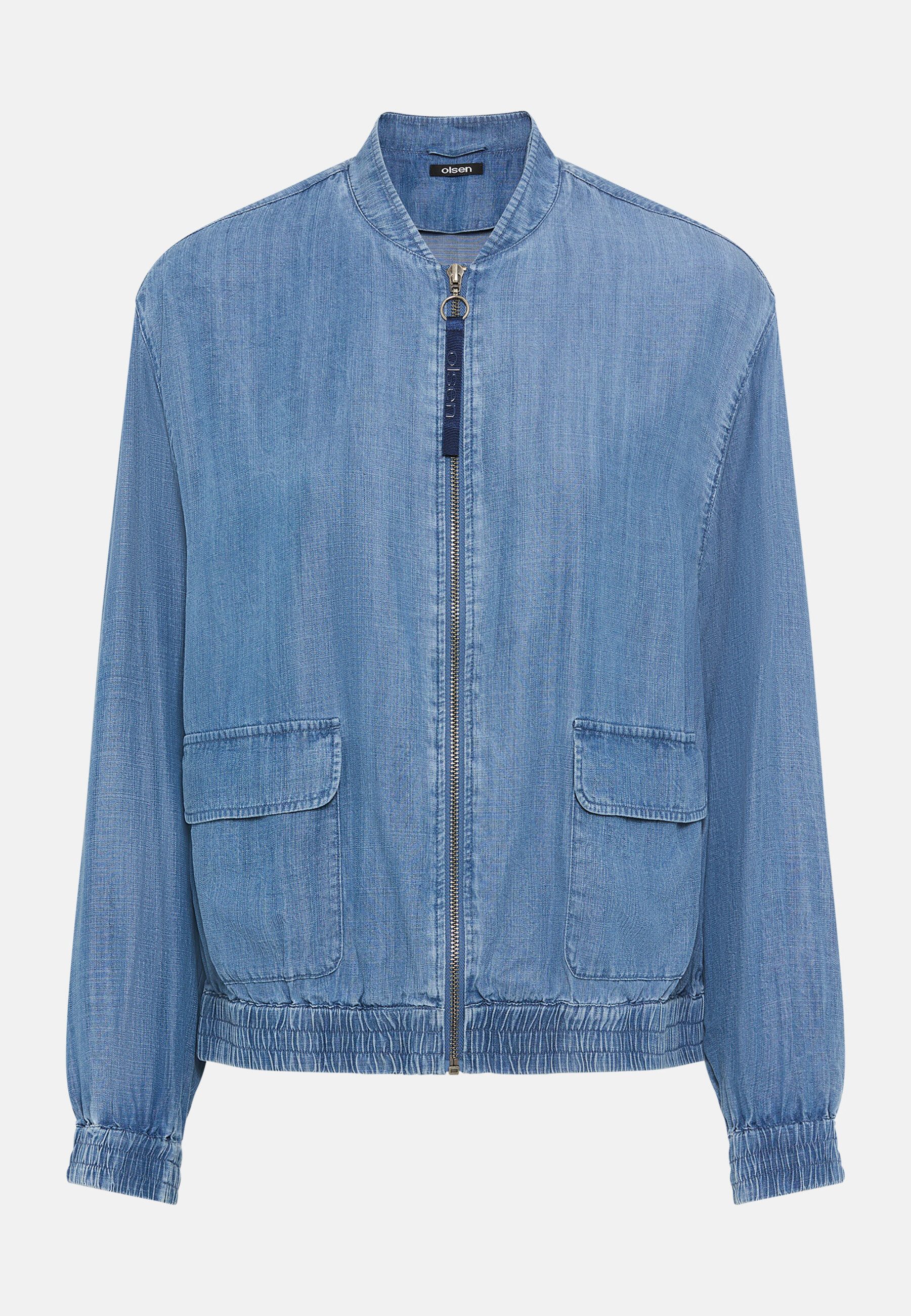 Olsen Kurzblazer Jacke mit Stehkragen und Reißverschluss