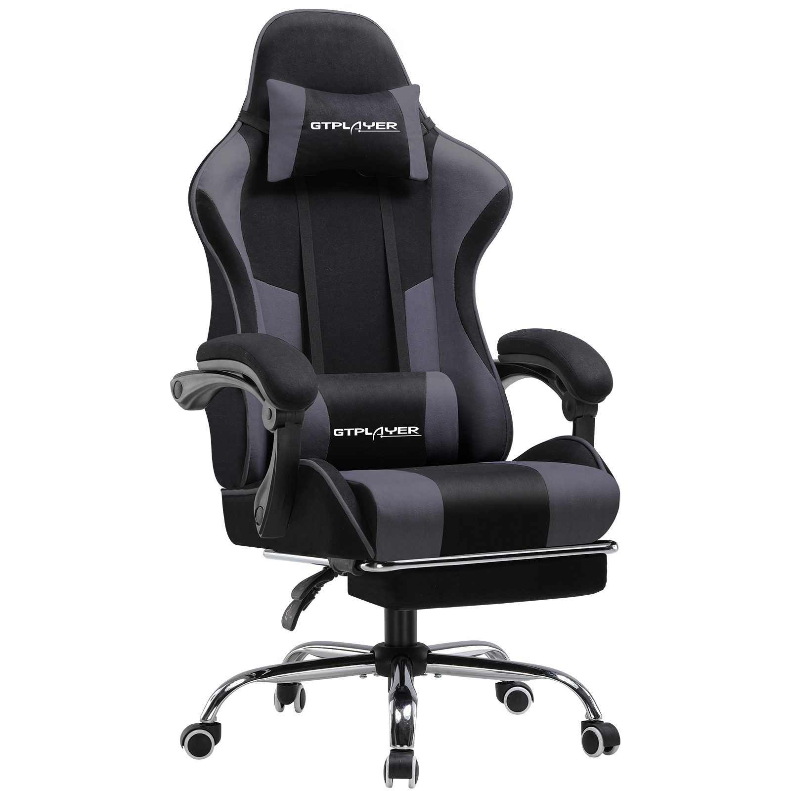 GTPLAYER Gaming-Stuhl Bürostuhl Gaming Stuhl Massage Ergonomischer Gamer Stuhl, mit Massage-Lendenkissen Fußstütze, Kopfstütze