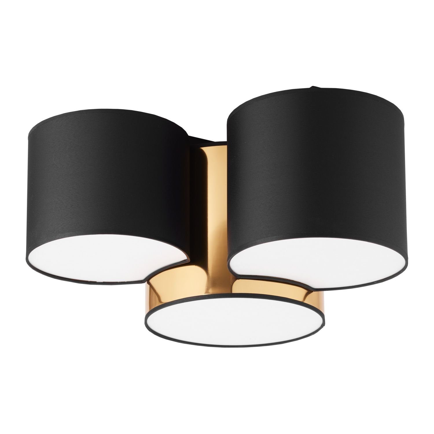 Licht-Erlebnisse Gold Leuchtmittel, ohne Stoff CLEMENS, Schwarz Deckenleuchte Wohnzimmer Modern 3-flammig E27