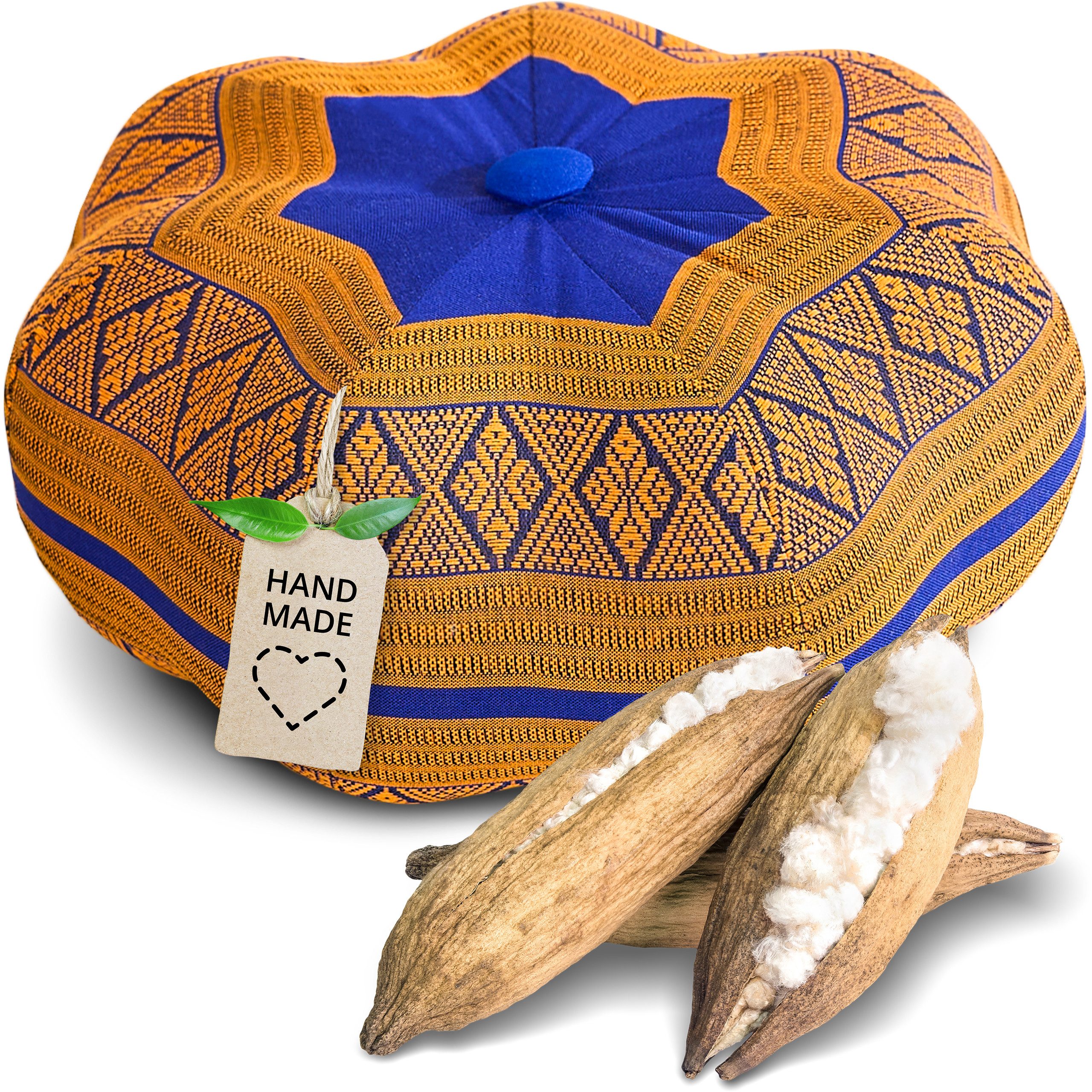 livasia Meditationskissen Zafukissen Stern klein, vegan und handgefertigt, 30x15cm, Kapok