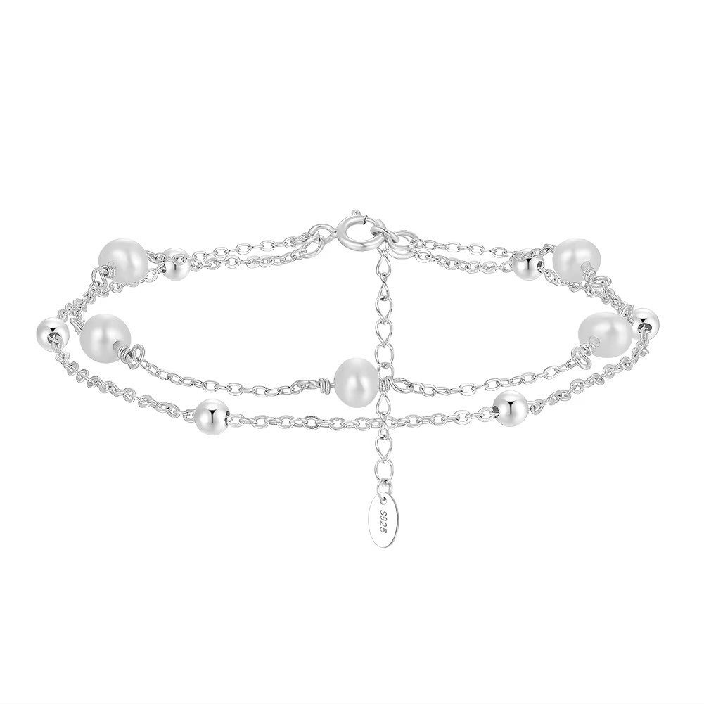 Runde Perlé Perlenarmband zartes Armband doppelt, kleine Süßwasserperlen, 9 günstig online kaufen