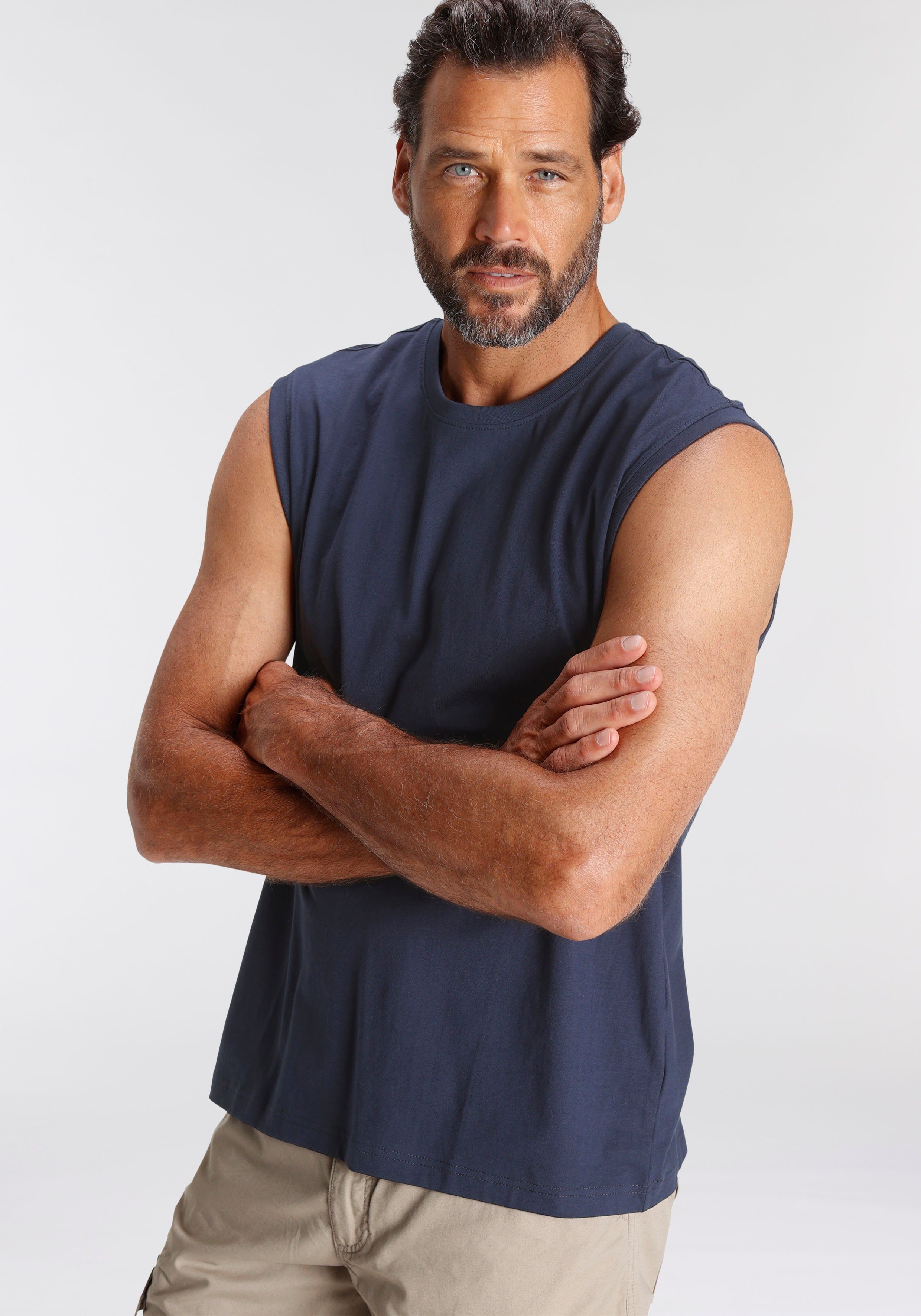 Man's World Muscleshirt (2er-Pack) ärmellos, bedruckt, Rundhalsausschnitt, aus 100% Baumwolle