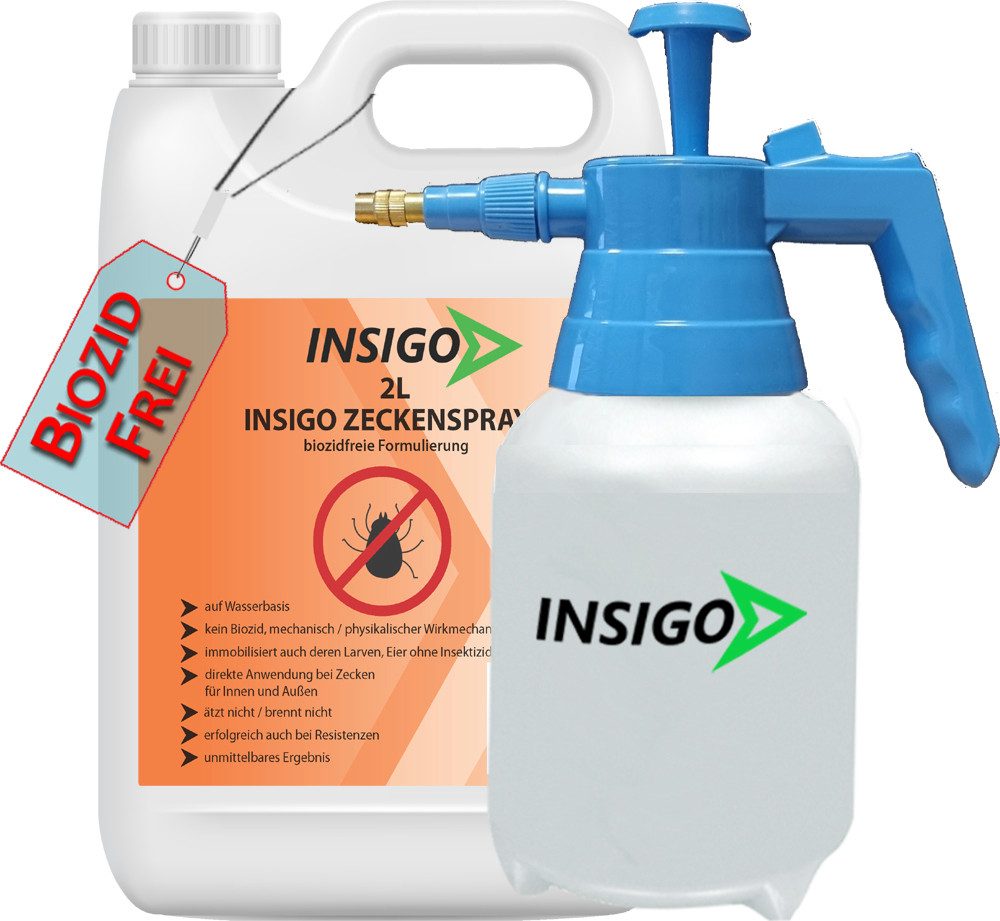 INSIGO Insektenspray INSIGO ZECKE, 2 l, biozidfreie Formel, auf Wasserbasis, geruchsarm, brennt / ätzt nicht