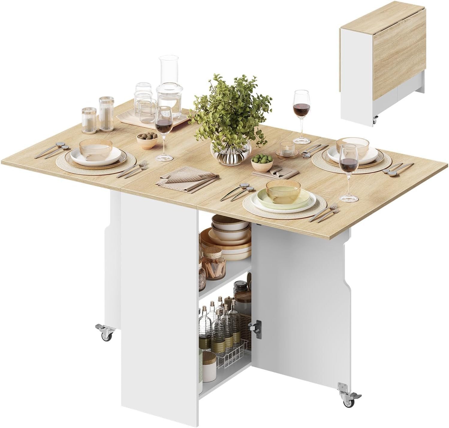 Woltu Esstisch, klappbar, Küchentisch für 2-4 Personen, 130x80x72 cm