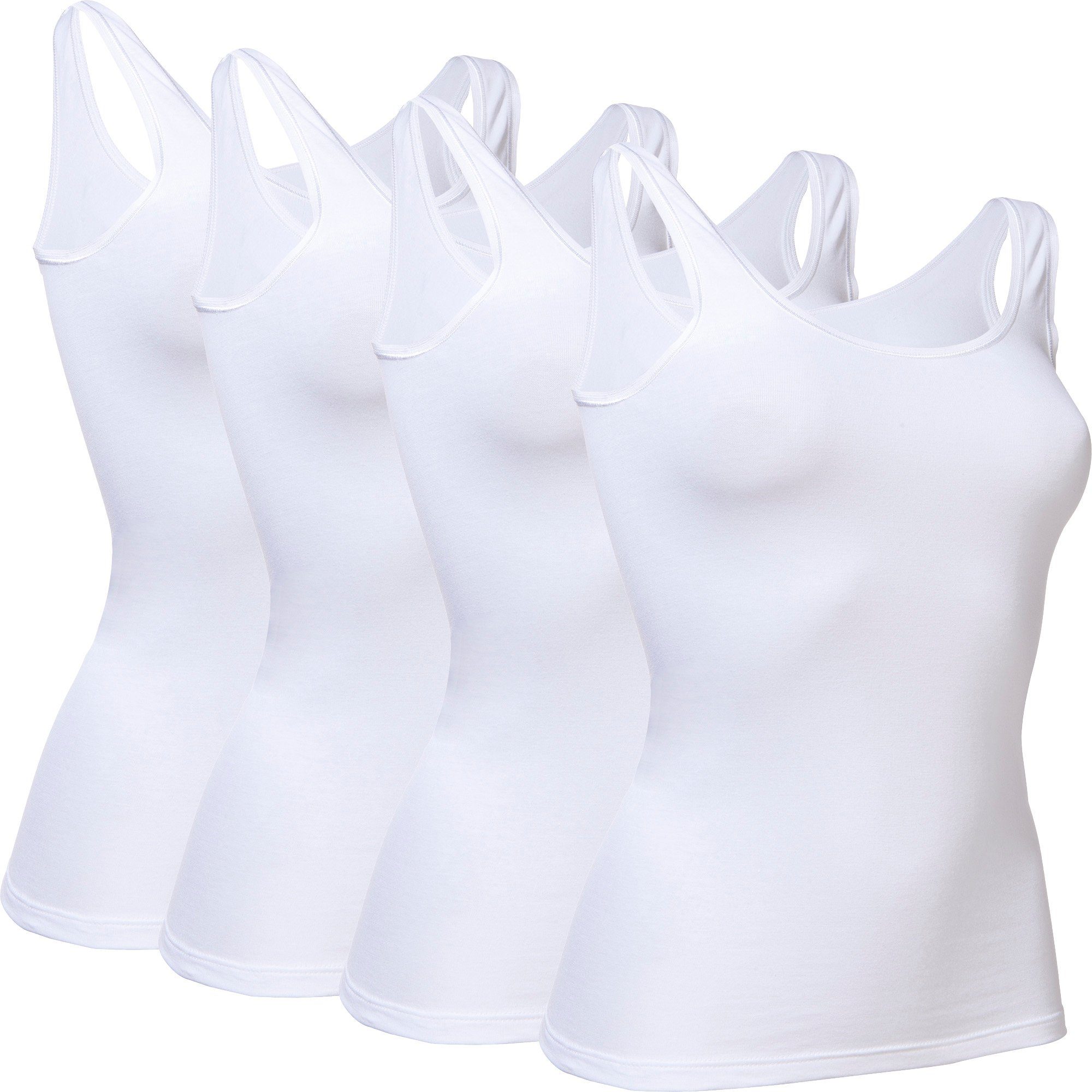 conta Unterhemd Damen-Unterhemd 4er-Pack Feinripp Uni weiß