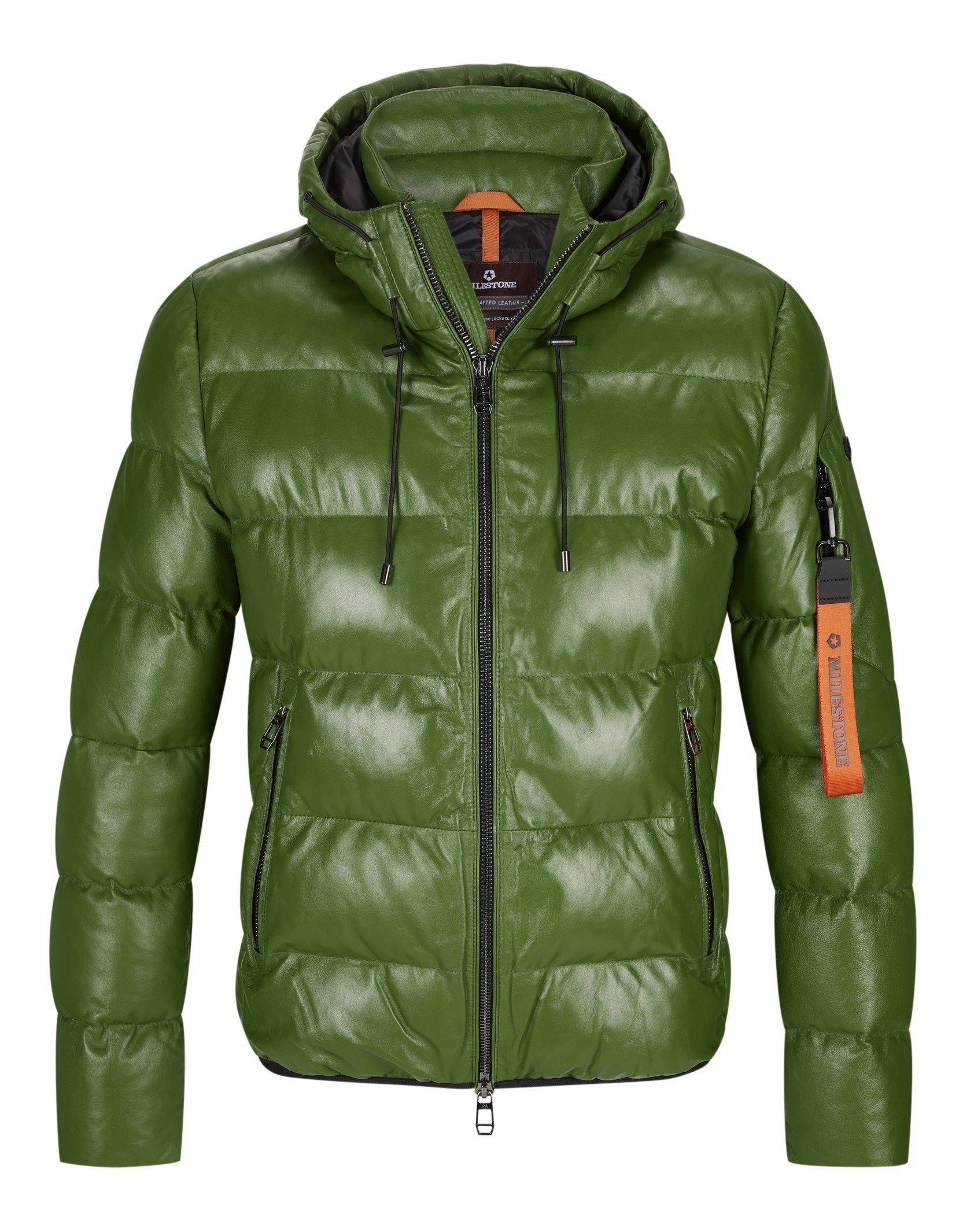 Milestone Lederjacke MSSafi mit Kapuze und abnehmbarem Schlüsselanhänger aus Lammnappa Leder