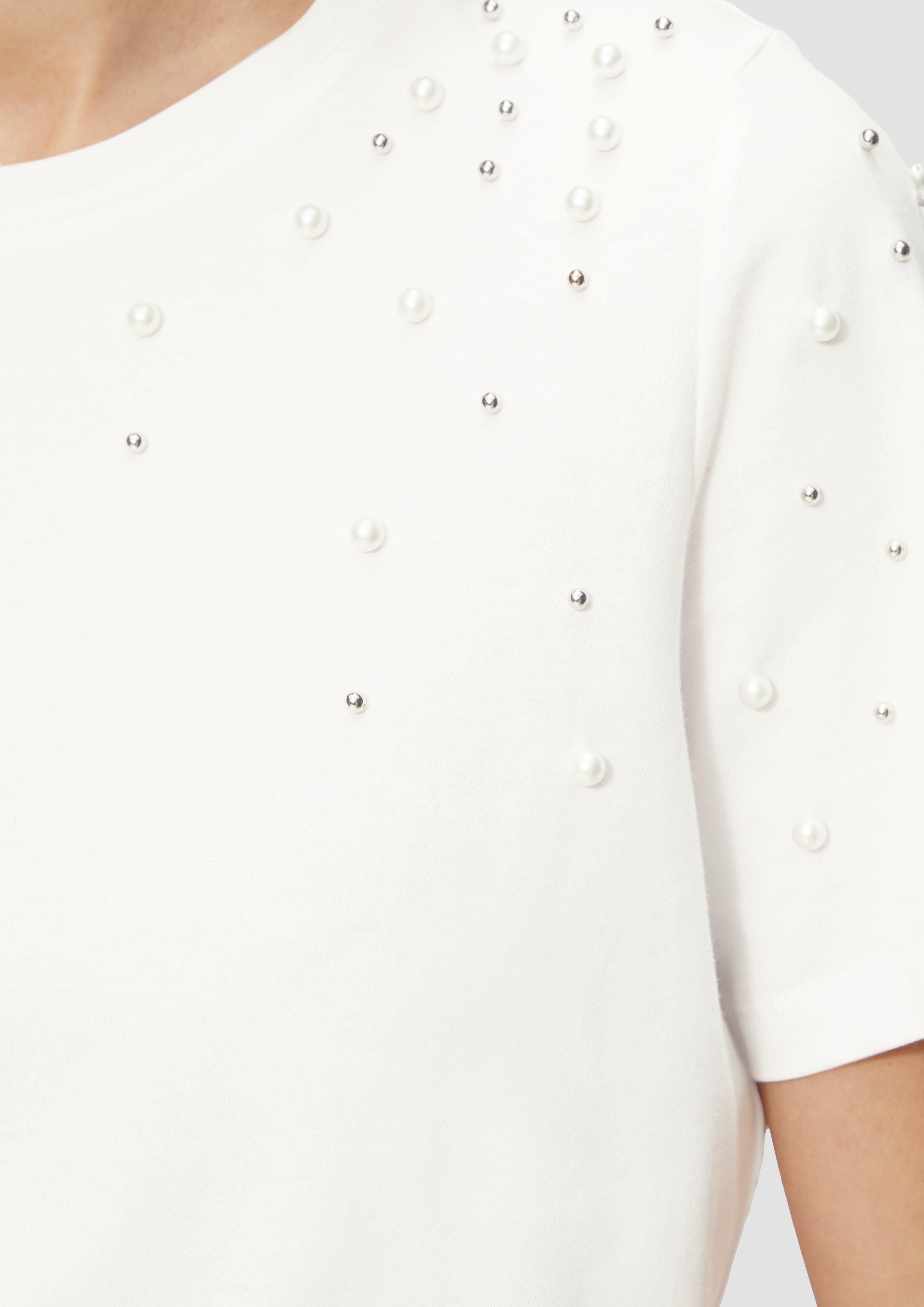 s.Oliver Kurzarmshirt T-Shirt mit Schmuckperlen im günstig online kaufen