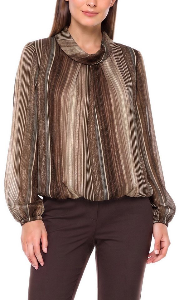 dy_mode Chiffonbluse Damen Bluse Chiffon Langarmbluse mit Glanzfäden Schlupfbluse Leichte Übergangsqualität, vertikalen Streifen-Design