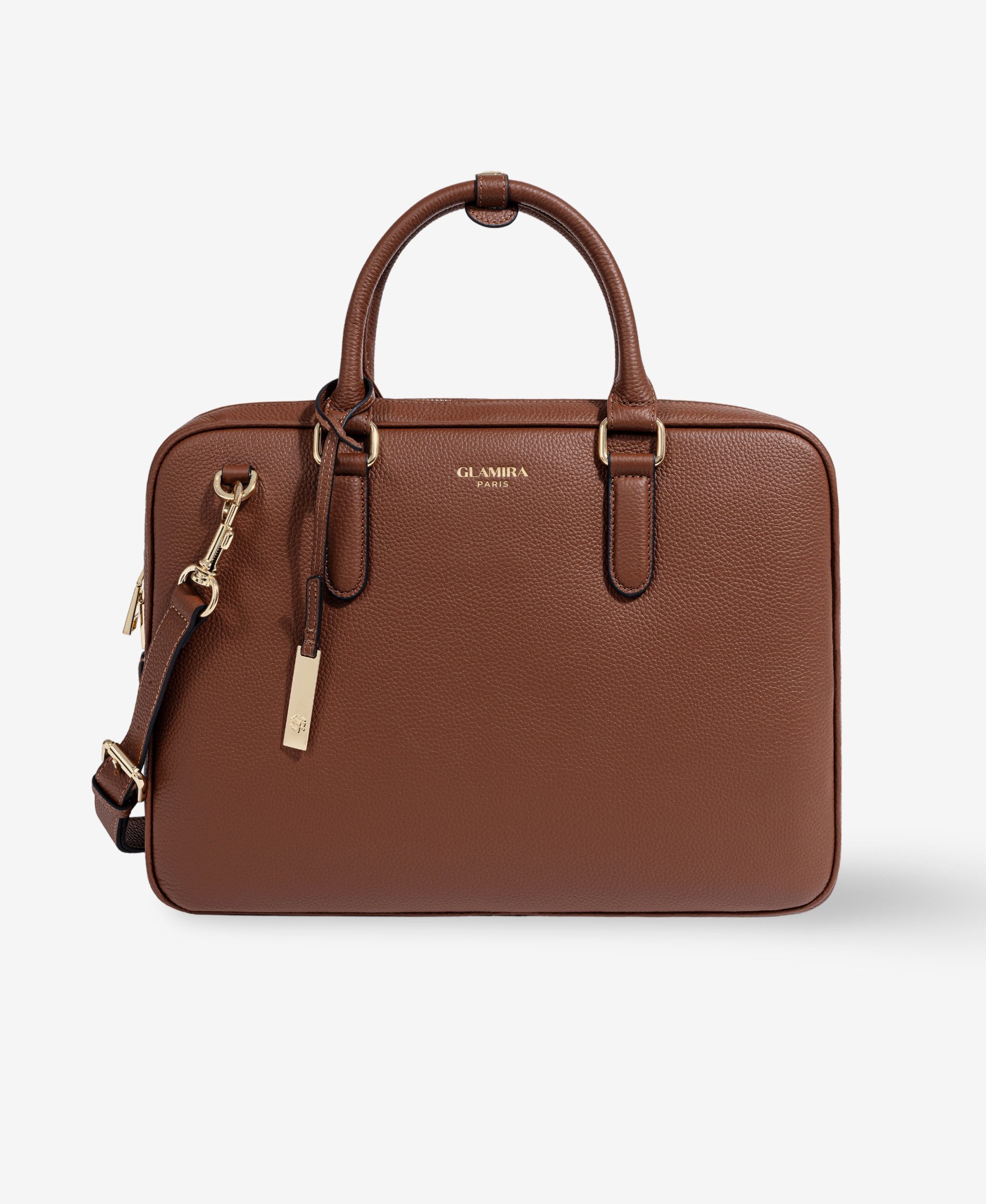 GLAMIRA Laptoptasche Lysandra Braune Aktentasche (1-tlg), echt Leder, mit geräumigem Hauptfach