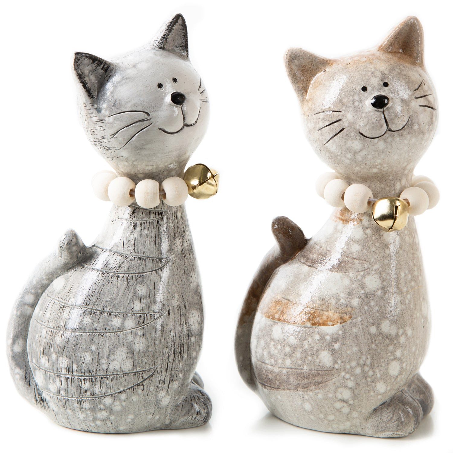 Logbuch-Verlag Dekofigur 2 Deko Katzen grau braun aus Keramik - 18,5 cm Kat günstig online kaufen
