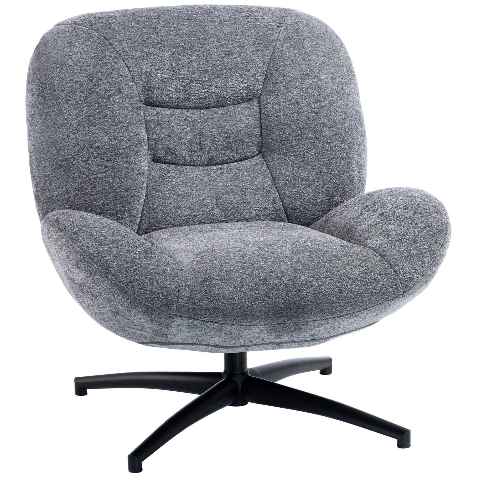 HOMCOM Relaxsessel Loungesessel mit breiter Sitzfläche, Chenille-Optik (Set, 1-St., 1), 360° Drehfunktion – Bild 2 von 5
