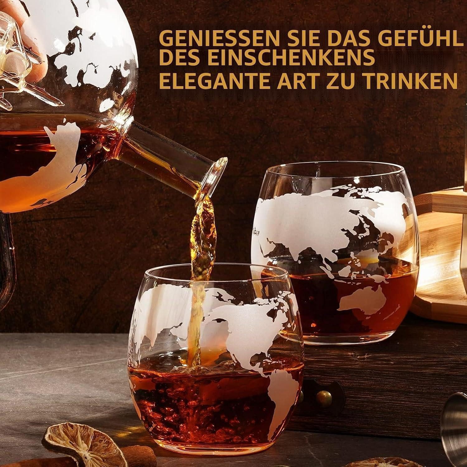 LuxusKollektion Dekanter Whiskey Karaffe Set Globus 850ML mit 4 Gläsern – Bild 4 von 5